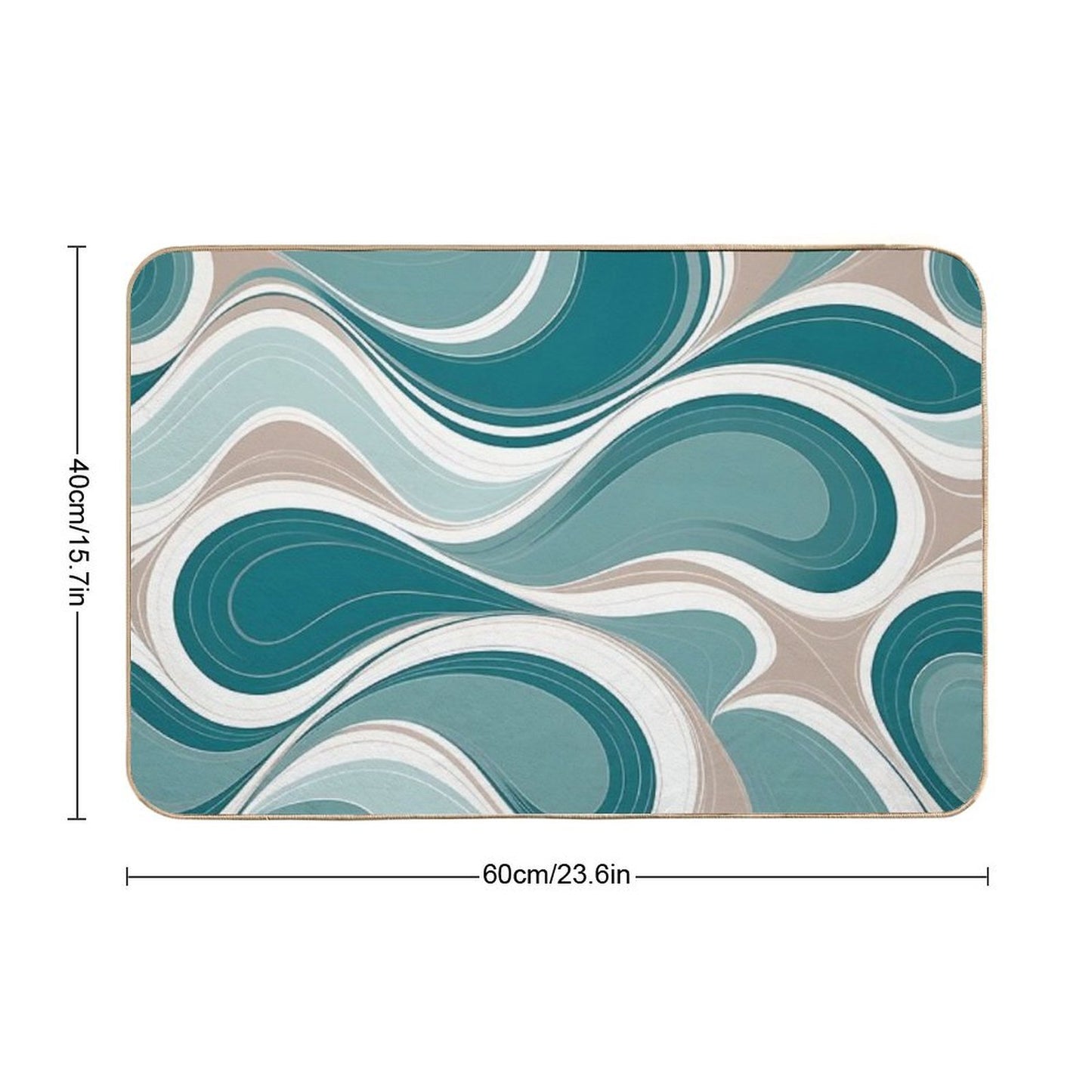 Copy of Mid Century Modern Liquid Swirl, Beige, Green #2 Repositionable Bath Mat