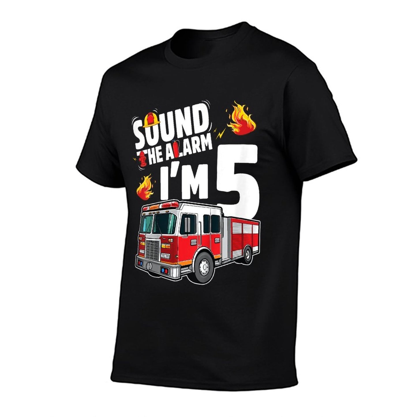 Fire Truck 5th Birthday Boy Firefighter 5 Year Old Trendy Pattern T-Shirt