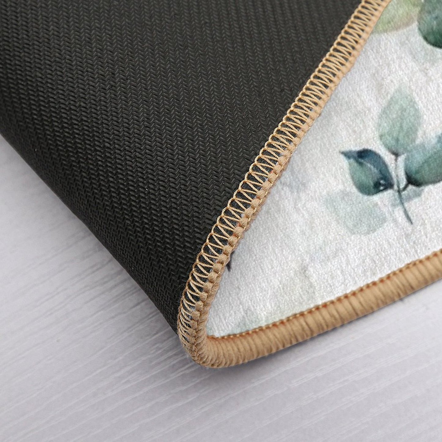 Watercolor Pattern with Leaves Eco-Friendly Bath Mat