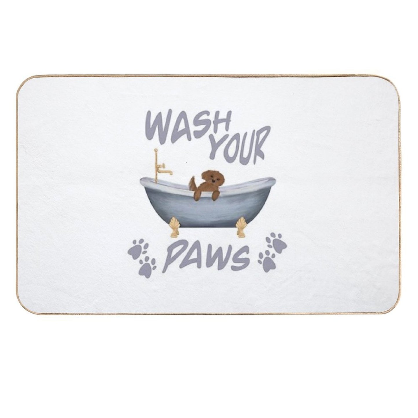 Wash Your Paws (Goldendoodle) Easy Maintenance Bath Mat