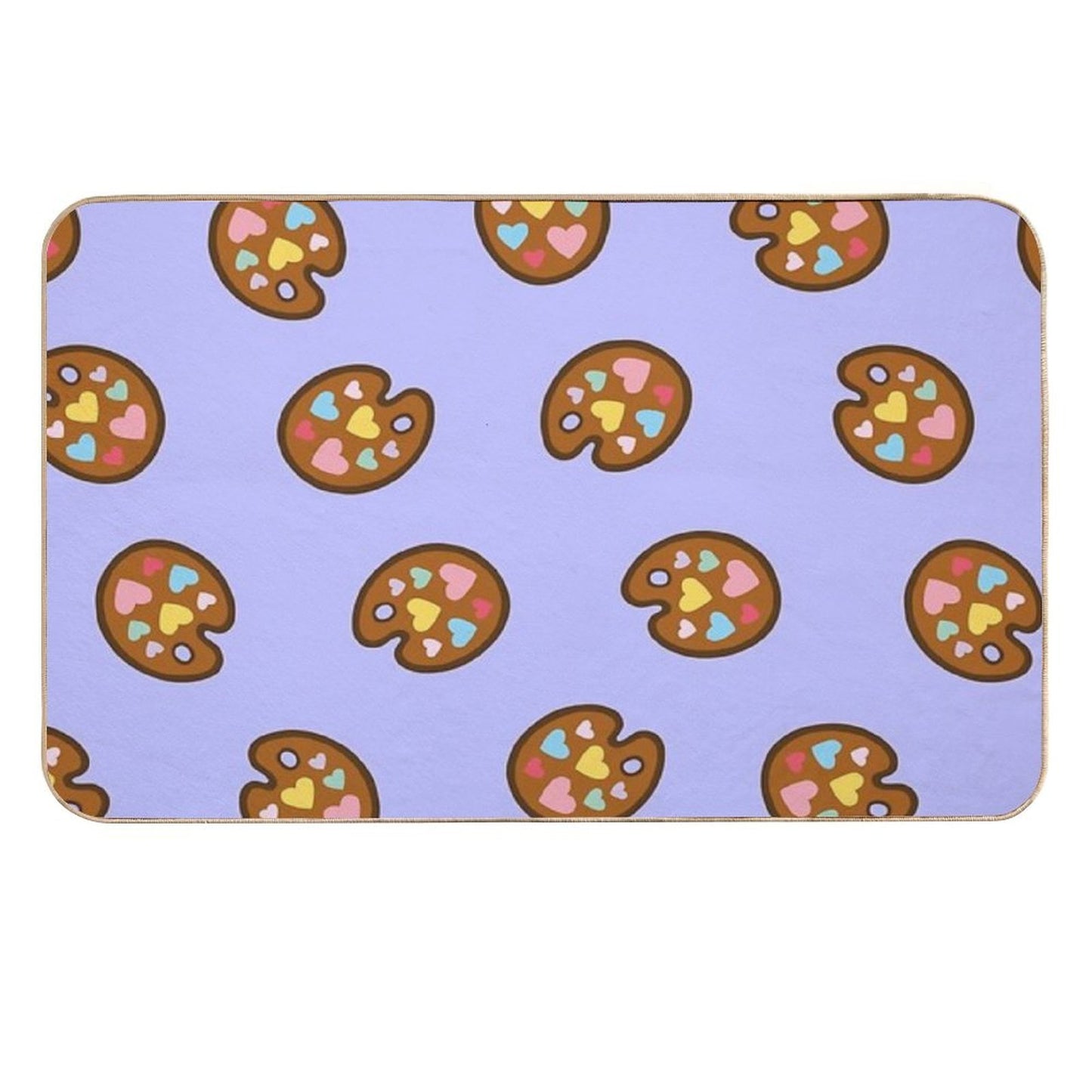 Heart Paint Palette Pattern on Lilac Toxin-Free Bath Mat