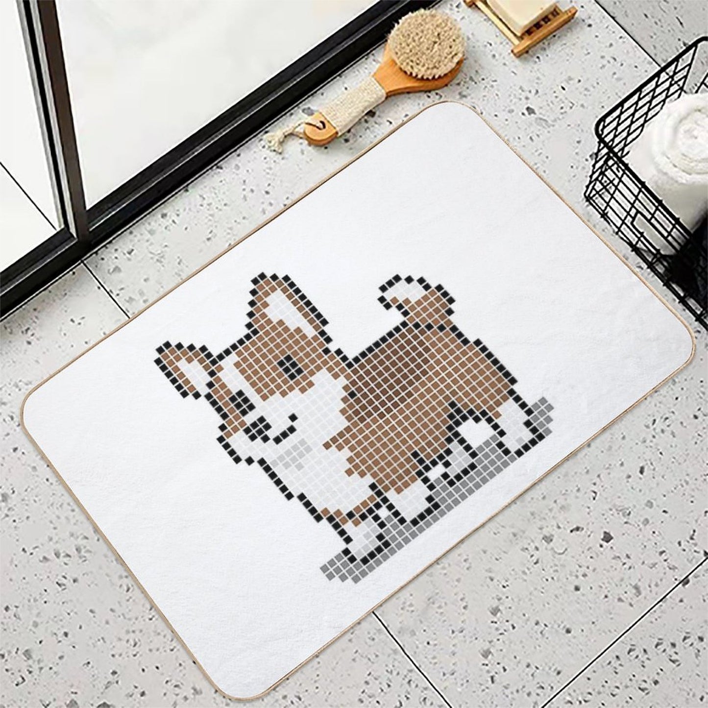 Pixeled Red Sable Corgi Versatile Bath Mat