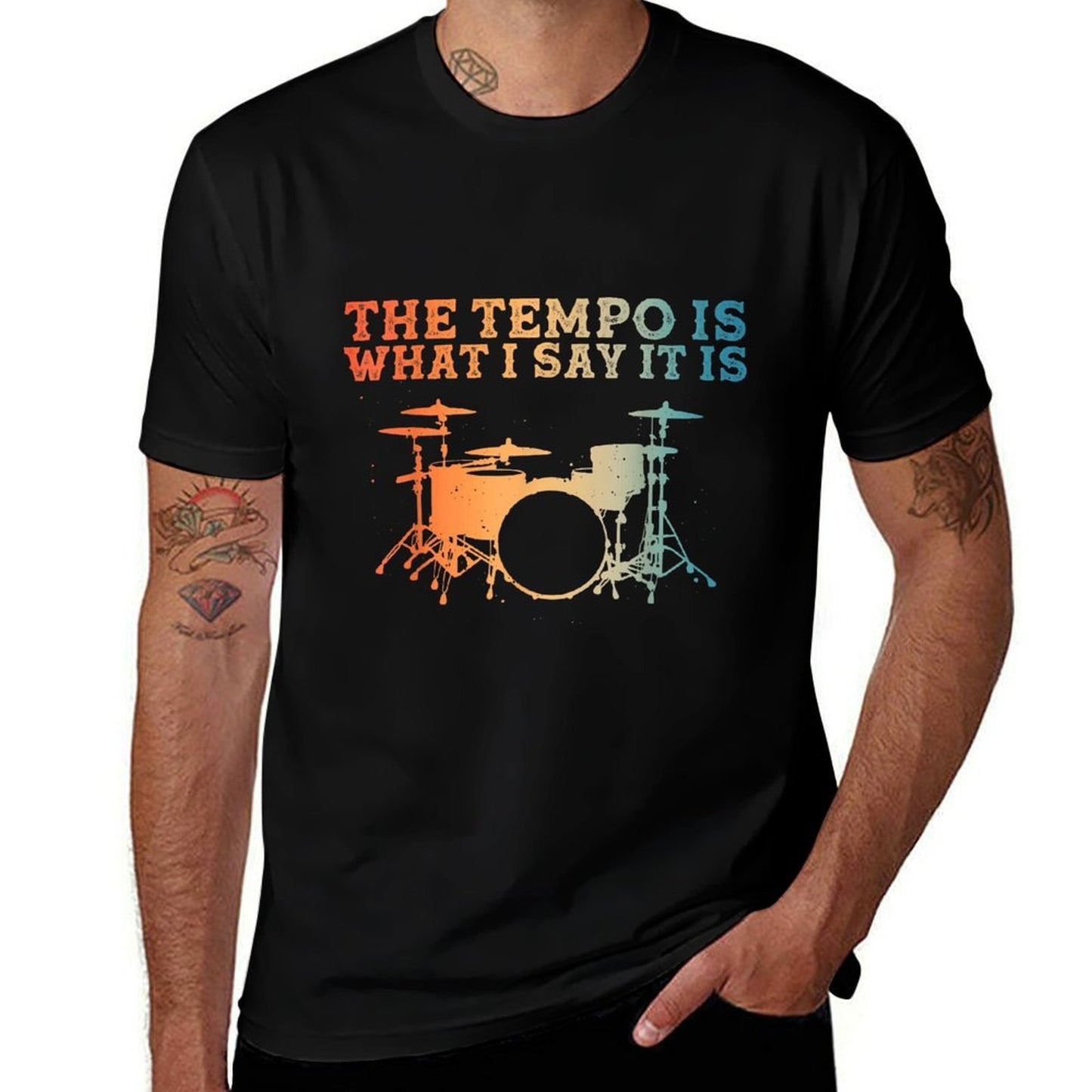 Unique Drummer Art For Men Women Percussion Drumming Drummer Fade-proof Color T-Shirt