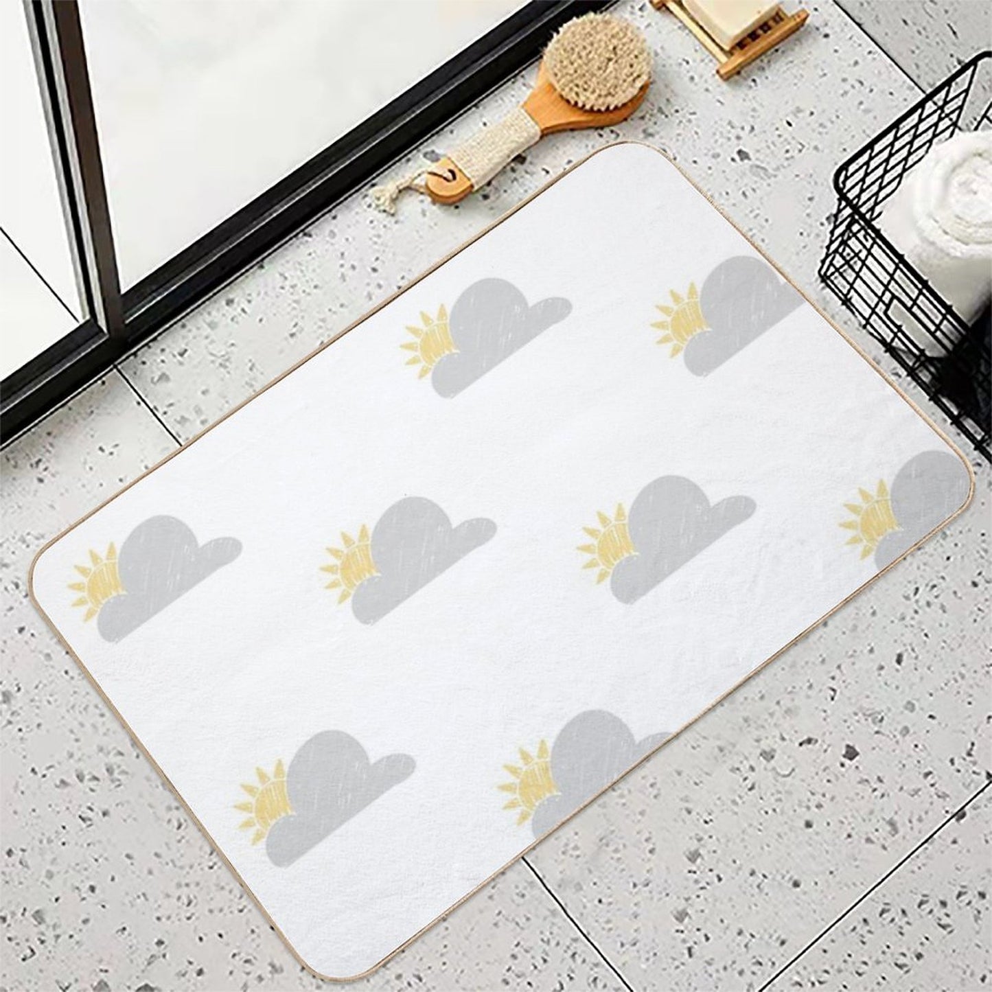 Sunny Grey Skies Sketch Pattern Absorbent Bath Mat