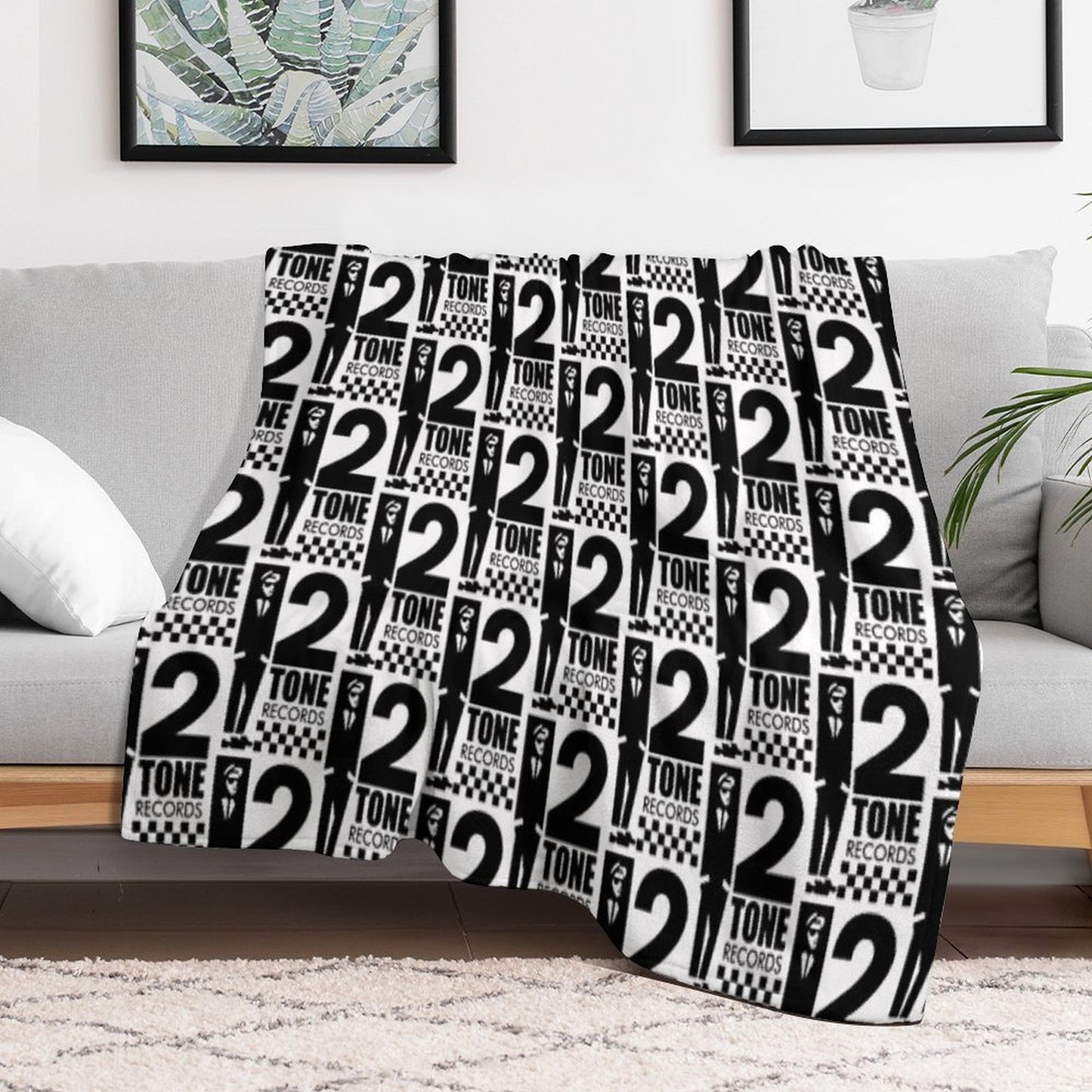 2 Tone Records T Black And White Sustainable Throw Blanket