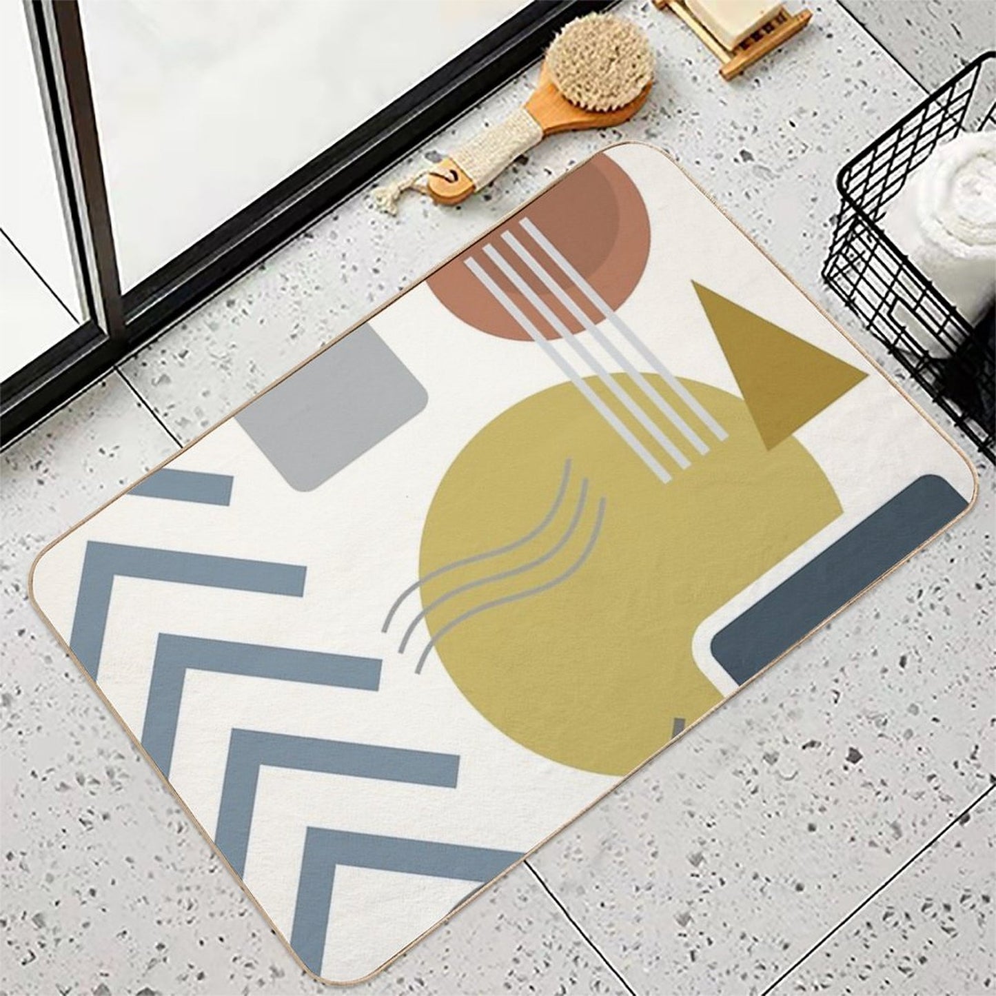Mid Century Modern Geometric 3 #redbubble #stickers #posters #artprint Dirt-Trapping Bath Mat