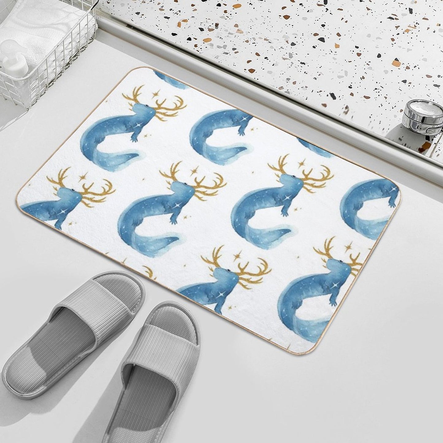 Horned Galaxy Golden Axolotl Dirt-Trapping Bath Mat