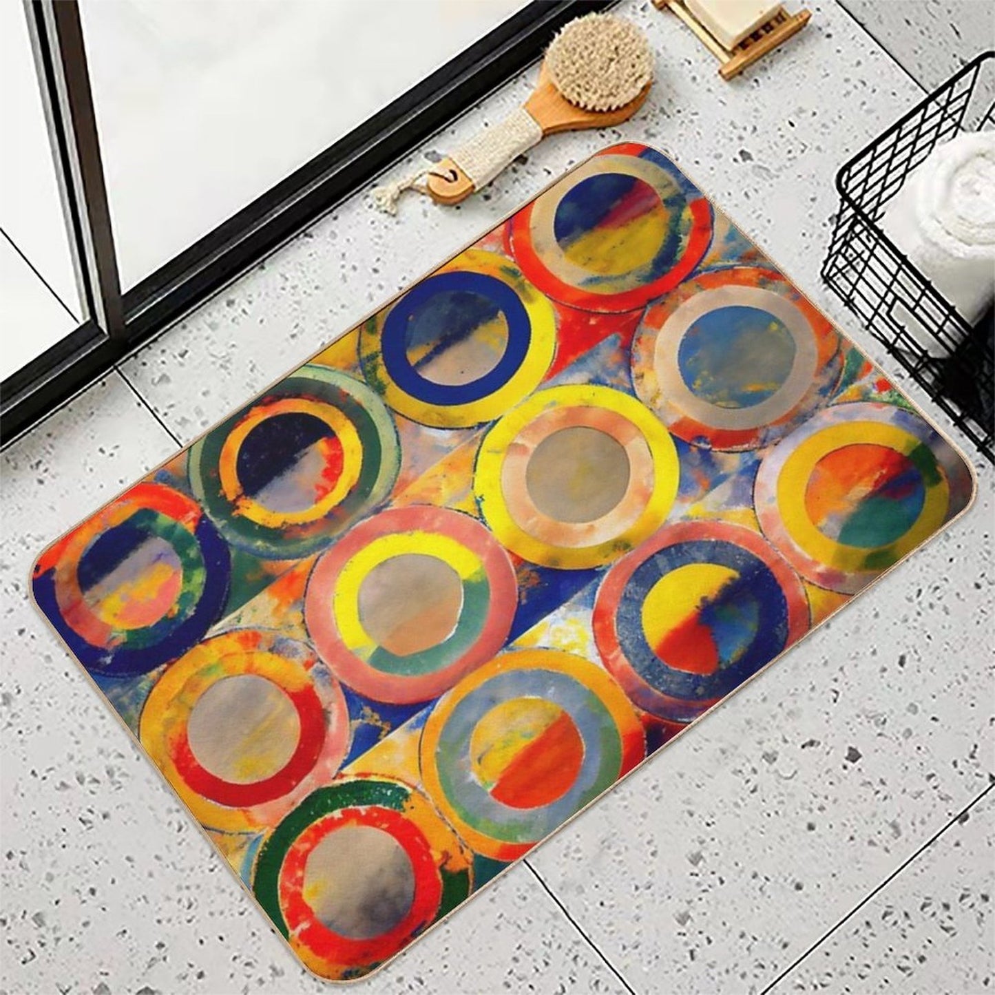 Thick Circles in Squares Eco-Friendly Bath Mat