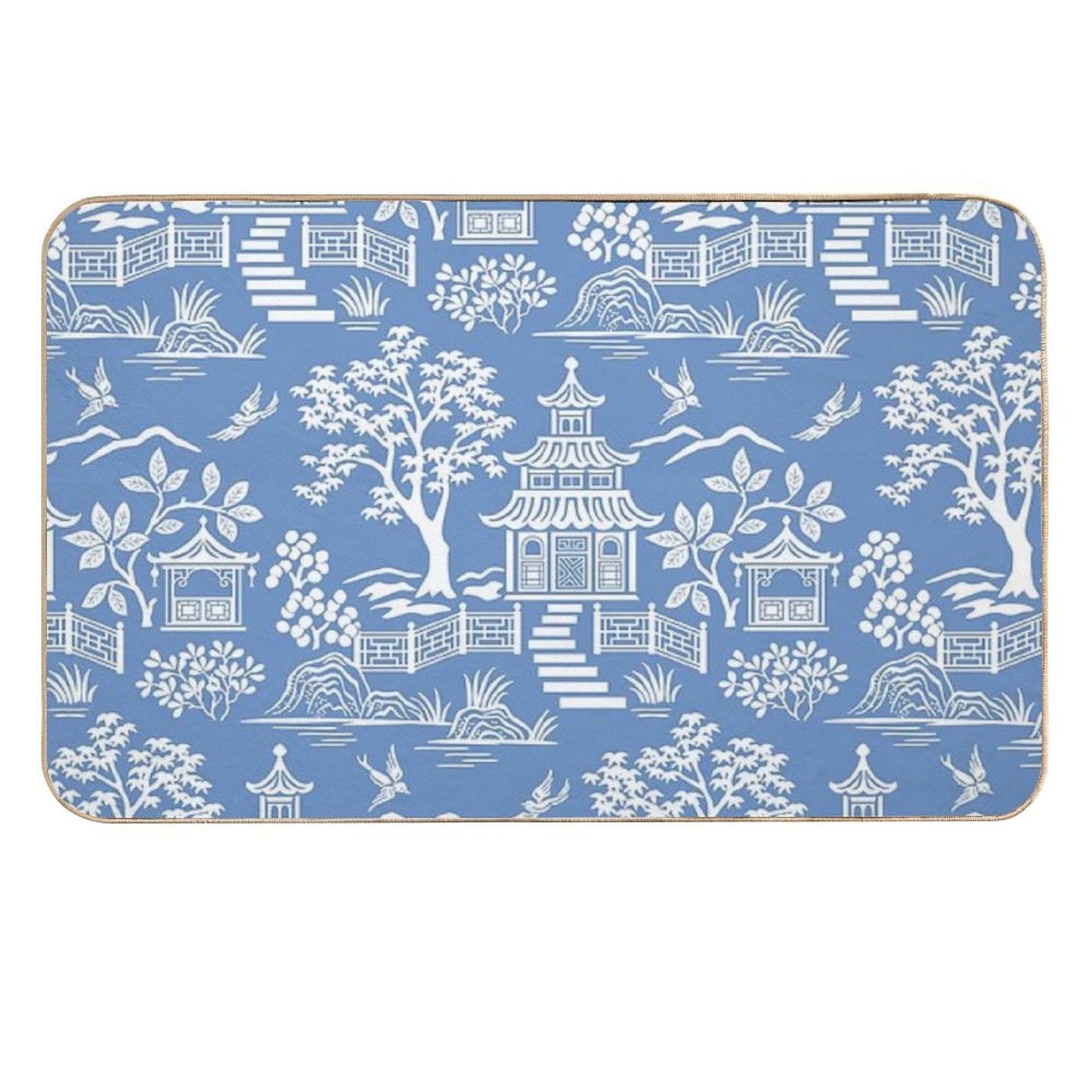 Chinoiserie Pagoda Slip-Resistant Bath Mat