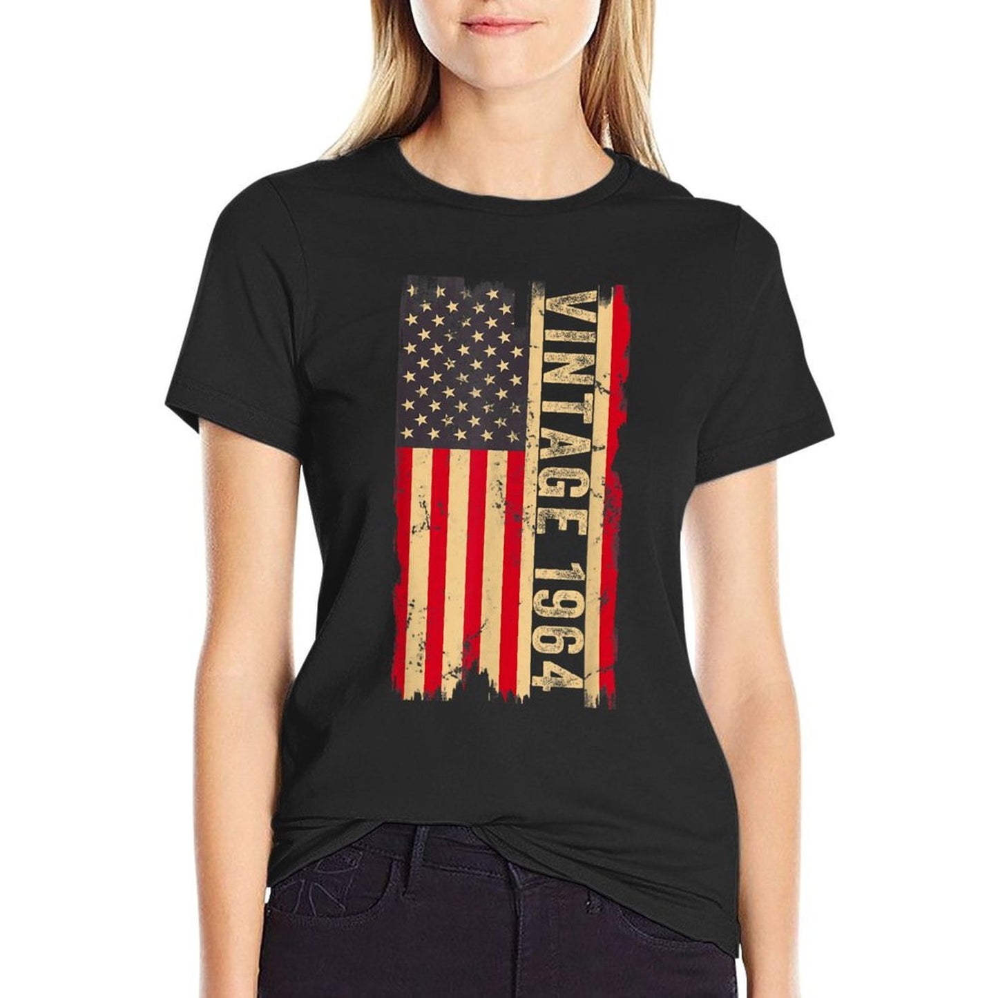 Vintage 1964 60th Birthday Gifts 60 Years Old American Summer-ready Fabric T-Shirt