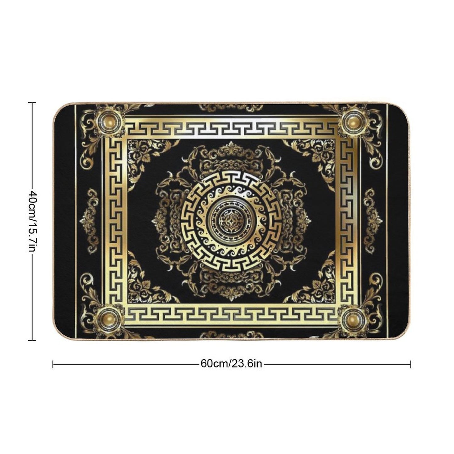 Baroque Gold Black Greek Key Meander Odorless Bath Mat