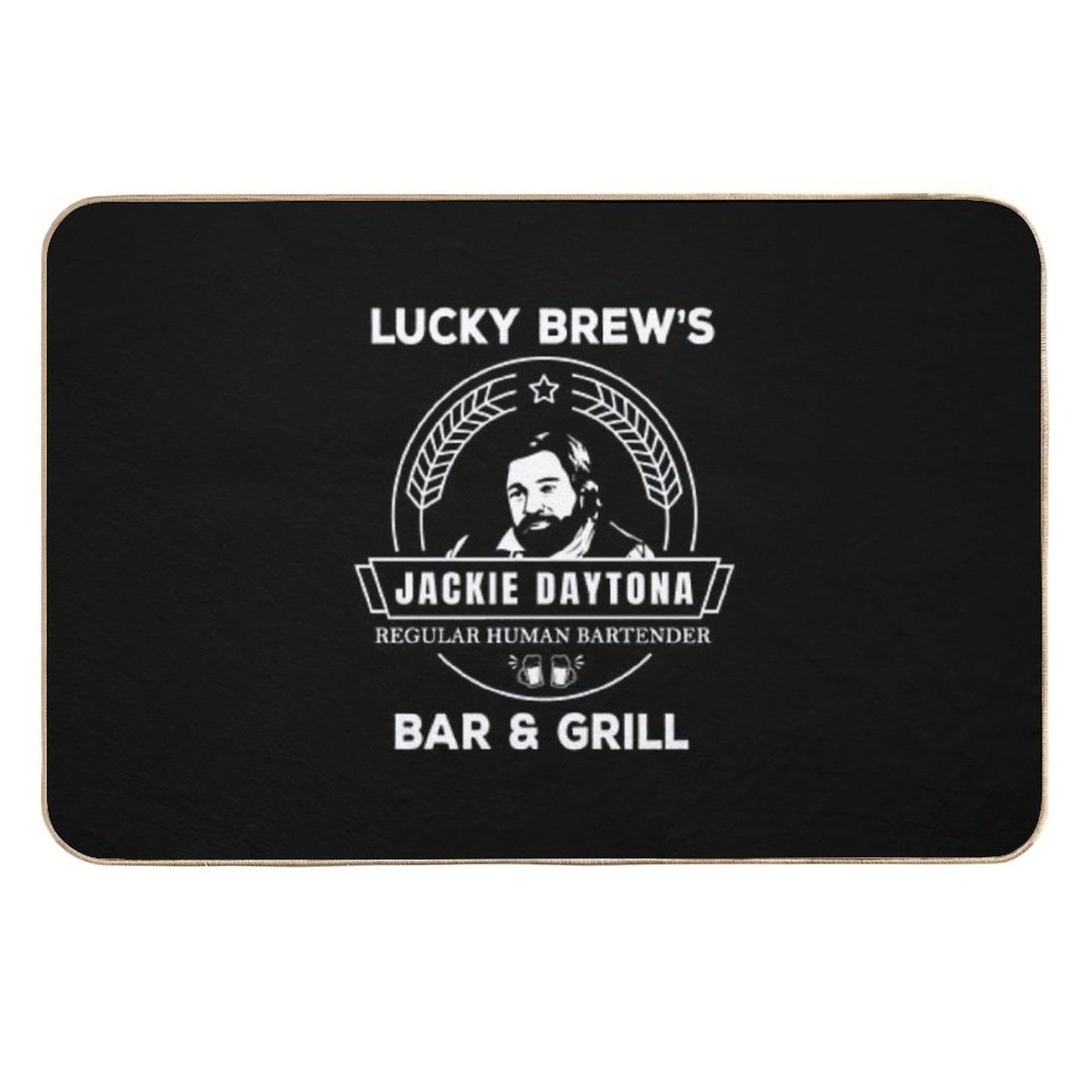 Jackie Daytona - Lucky Brew's Bar And Grill Shirt - What We Do in The Shadows Easy Maintenance Bath Mat