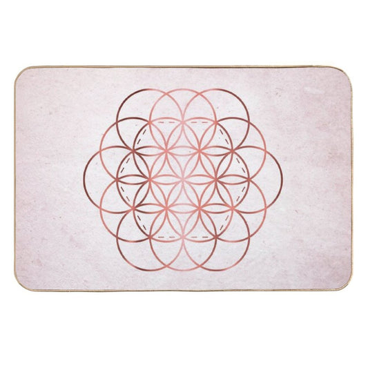 Rose Gold Flower of Life  Slip-Resistant Bath Mat