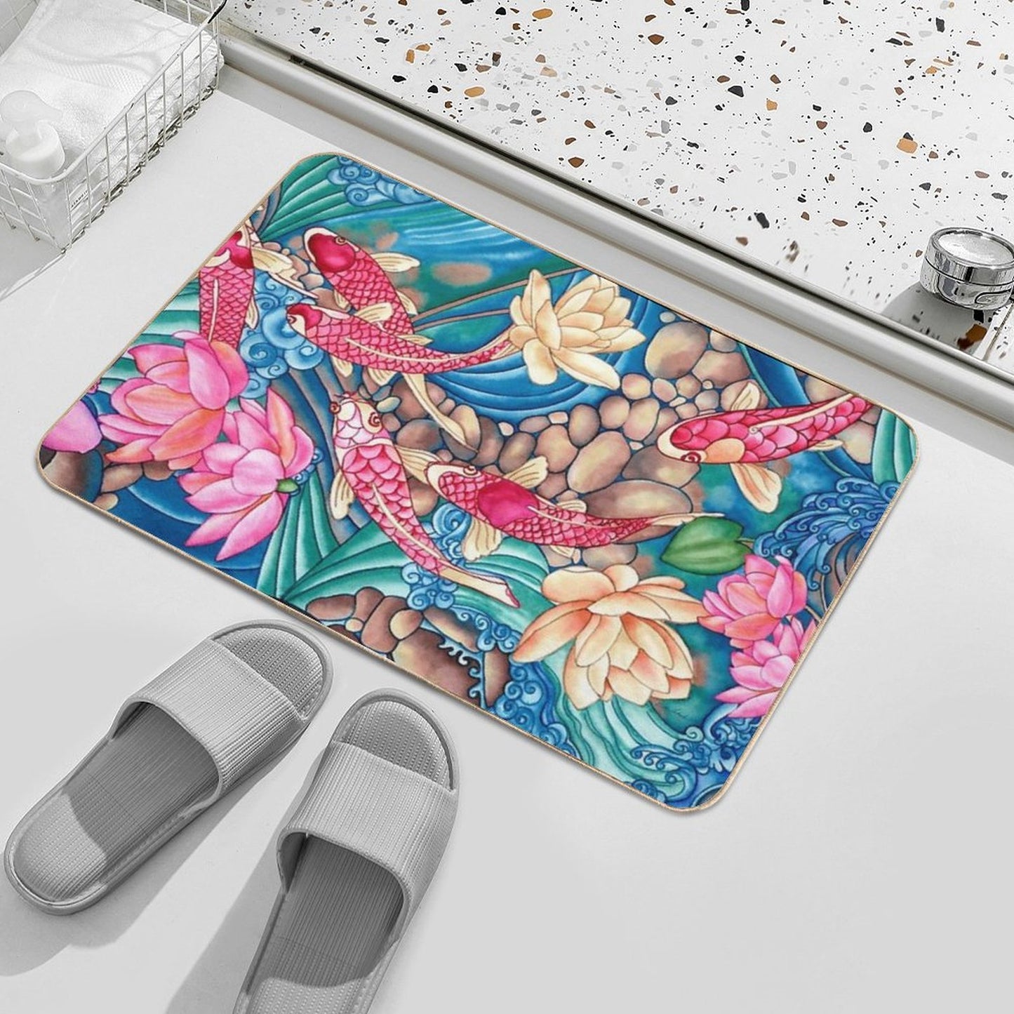 Koi Pond Slip-Resistant Bath Mat