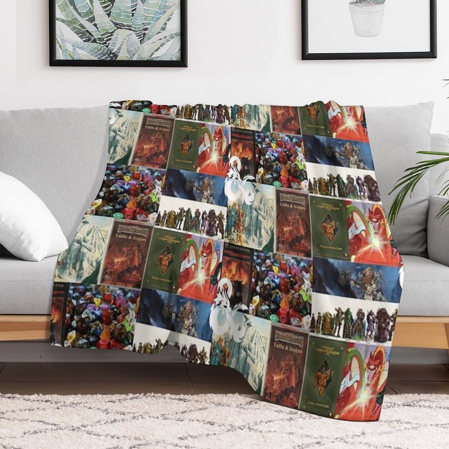D&D Collage Sustainable Throw Blanket