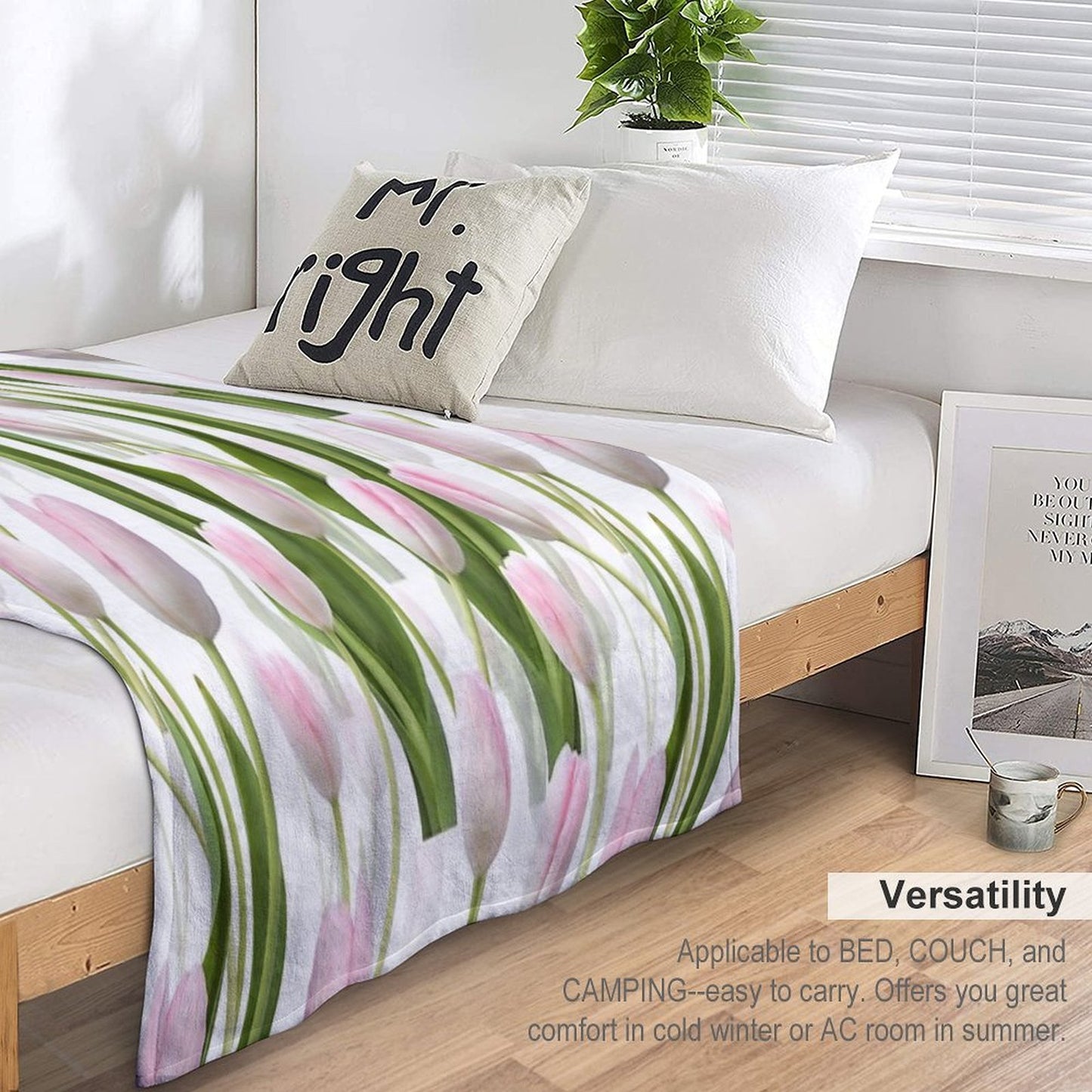 Pinky Tulips Shrink-resistant Throw Blanket