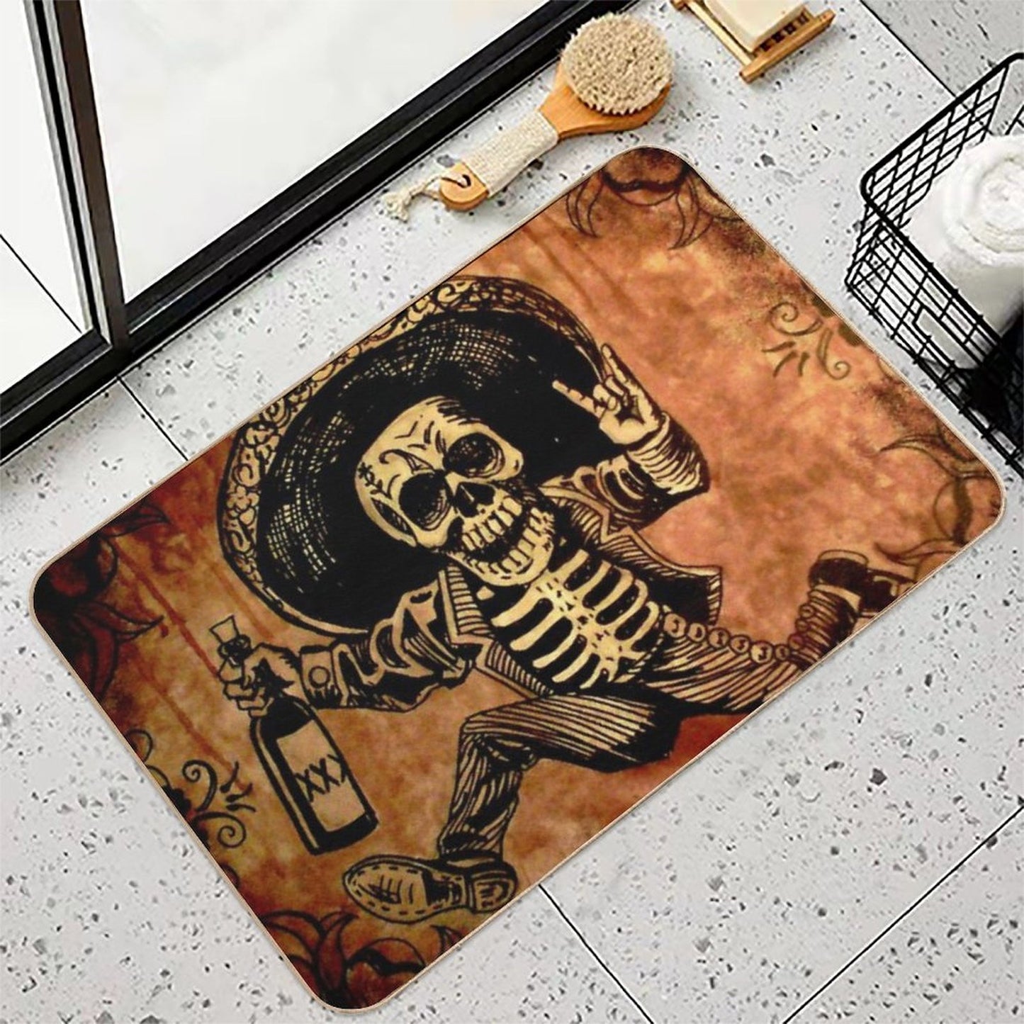 Posada Day of The Dead Outlaw Easy Maintenance Bath Mat