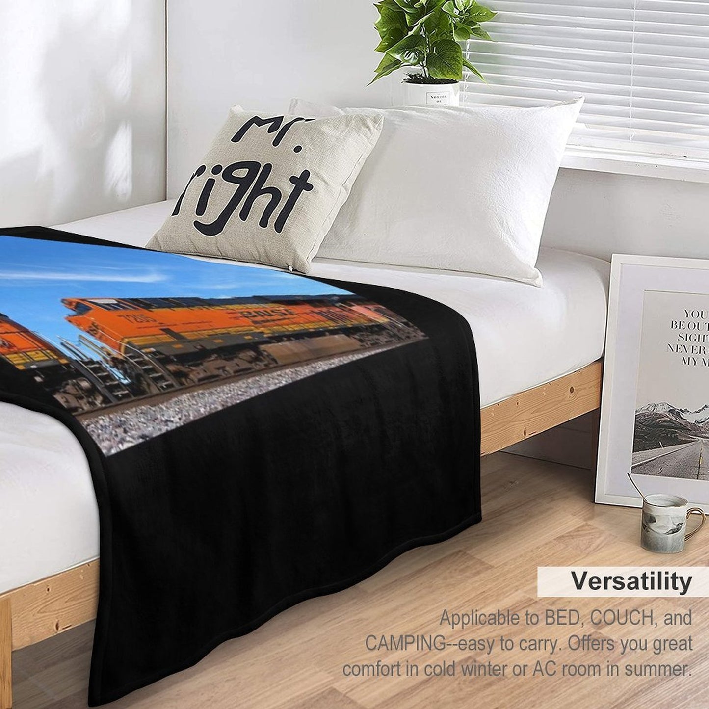 BNSF #7205 GE ES44DC Locomotive in 6K Compact Throw Blanket