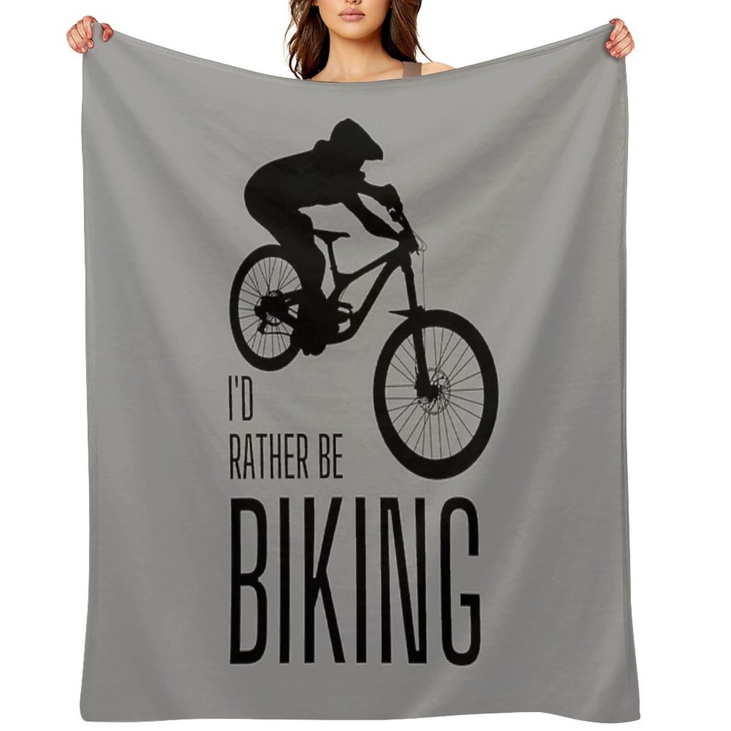 I'd Rather Be Biking. MTB. Mountain Biker. Downhill. Black Lightweight Throw Blanket