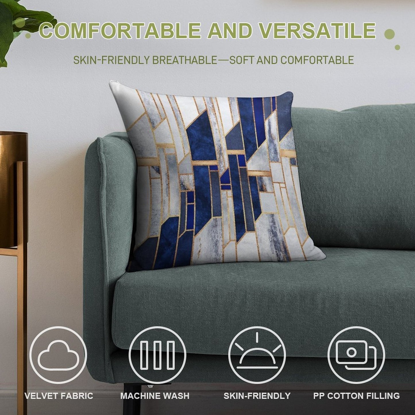 Blue Winter Sky Soft Luxury Feel Throw Pillow