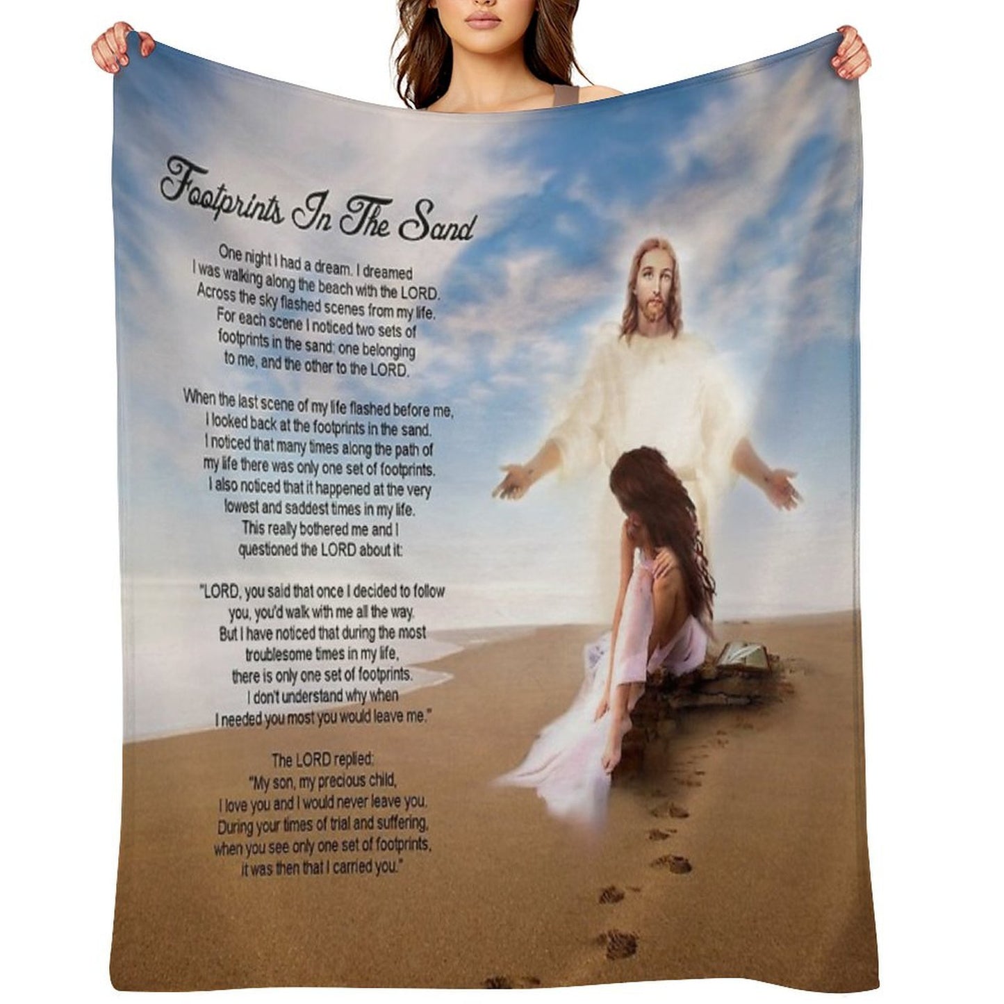 Footprints in The Sand Compact Throw Blanket