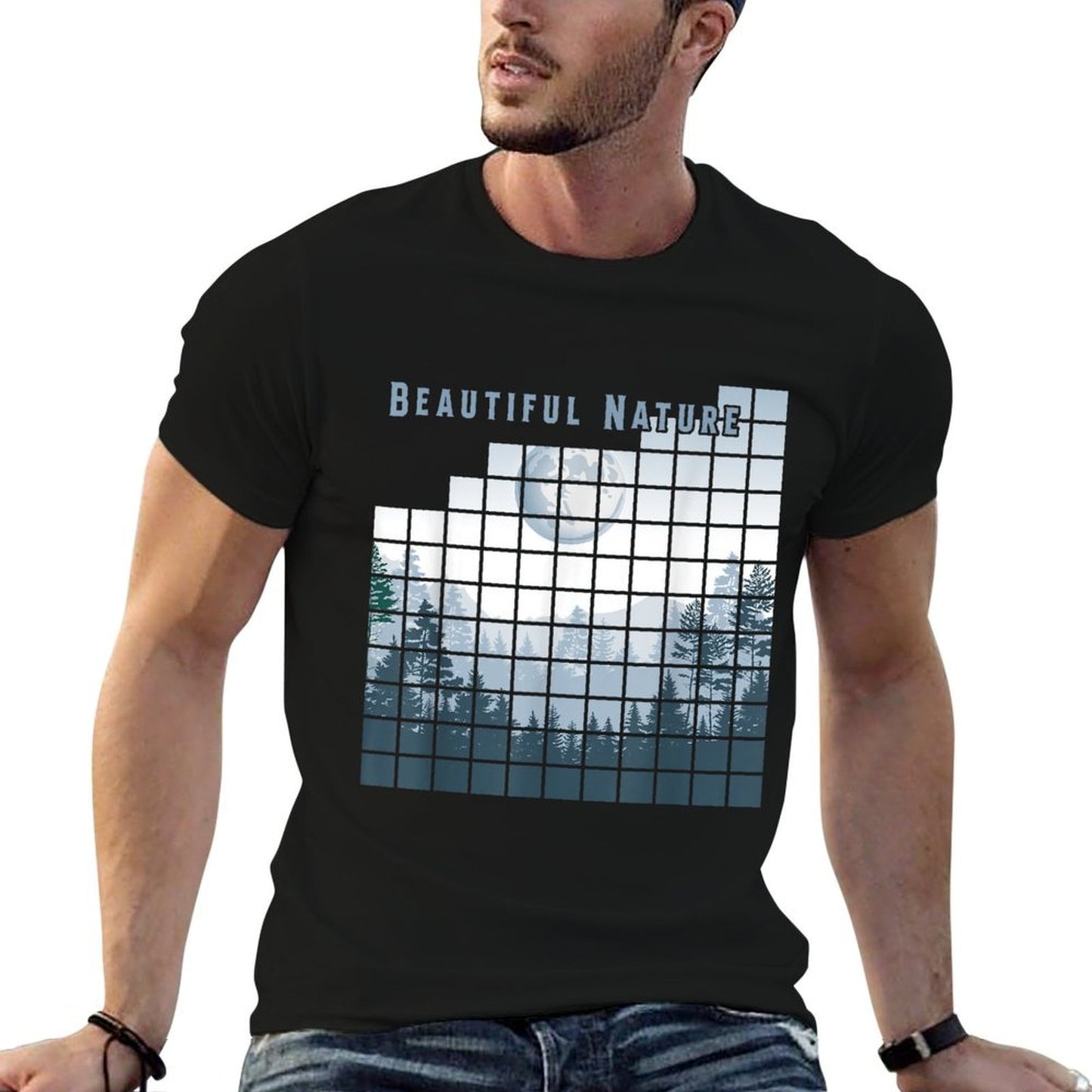 Forest Beautiful Nature Square Minimalism Oversized Silhouette T-Shirt