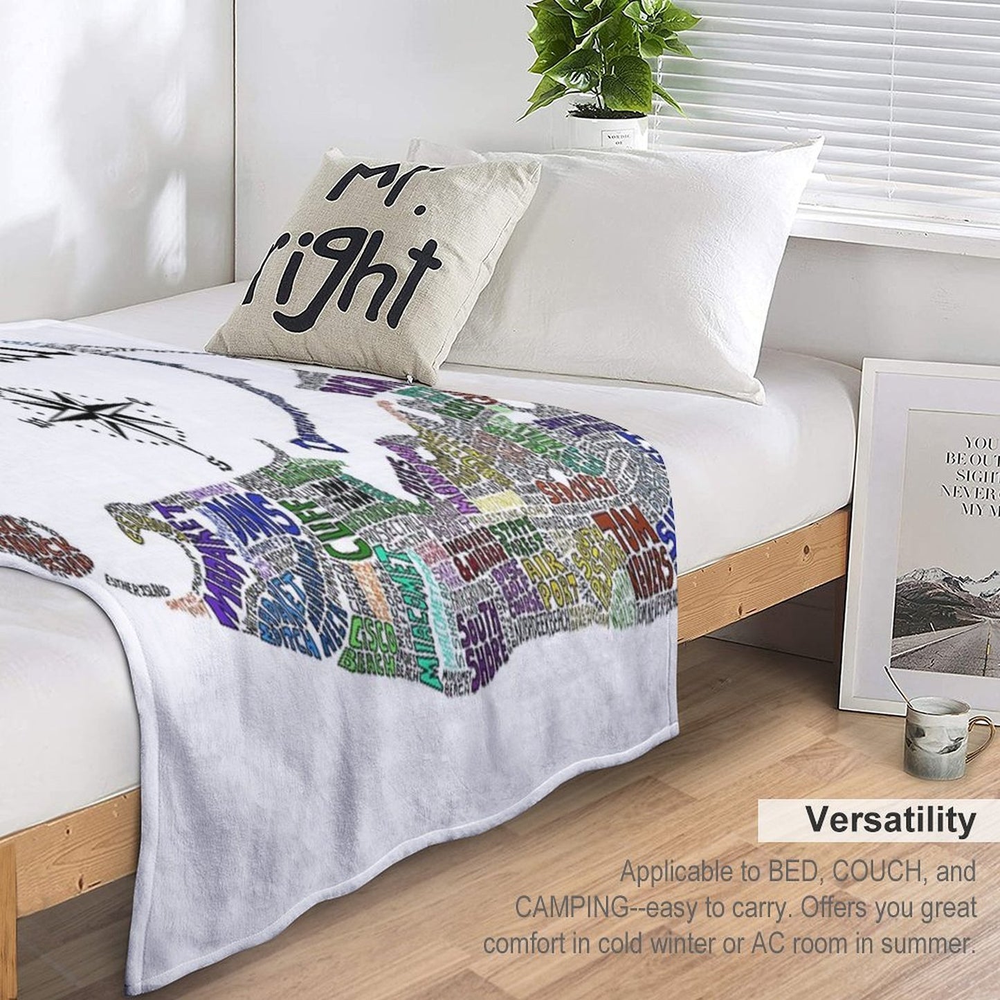 Nantucket Word Map Easy Care Throw Blanket