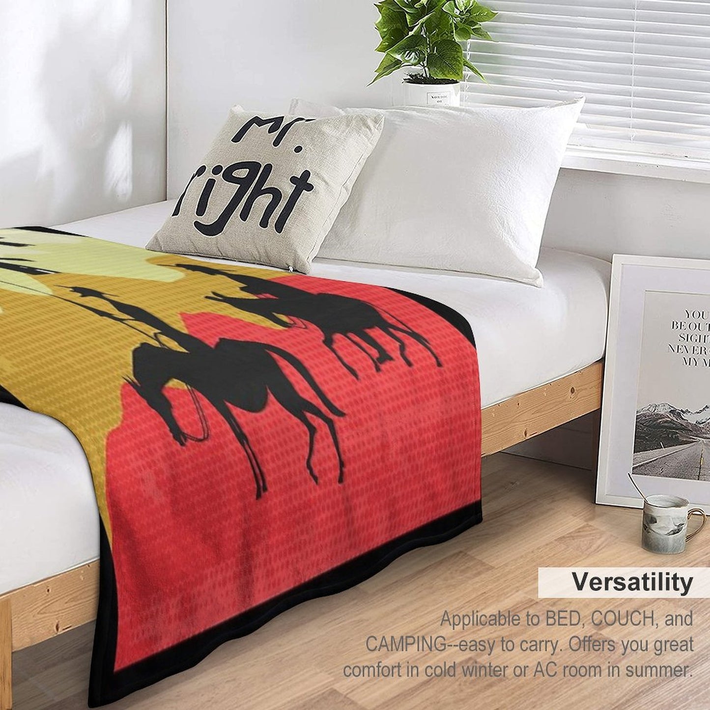 Tilting at Windmills, Don Quixote Machine-washable Throw Blanket