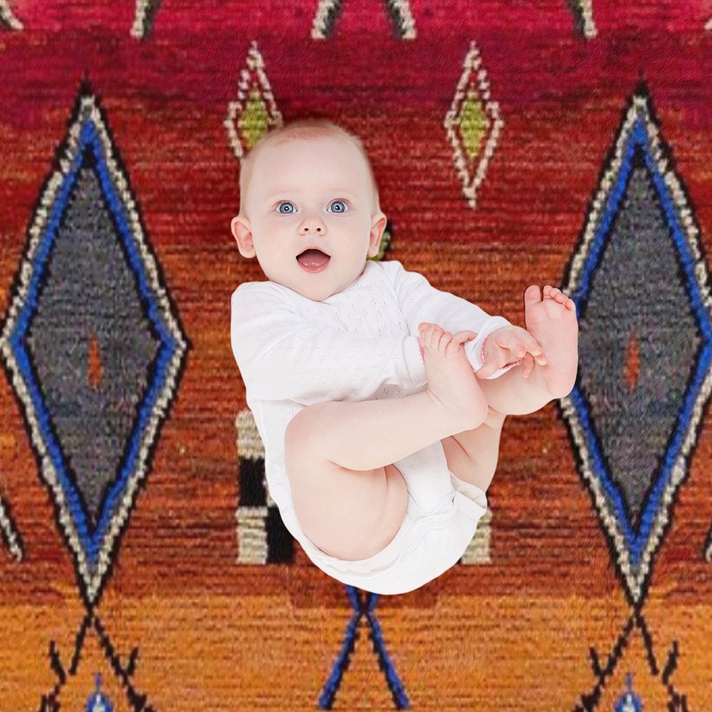 Heritage Traditional Multicolour Moroccan Rug Design Easy Care Throw Blanket