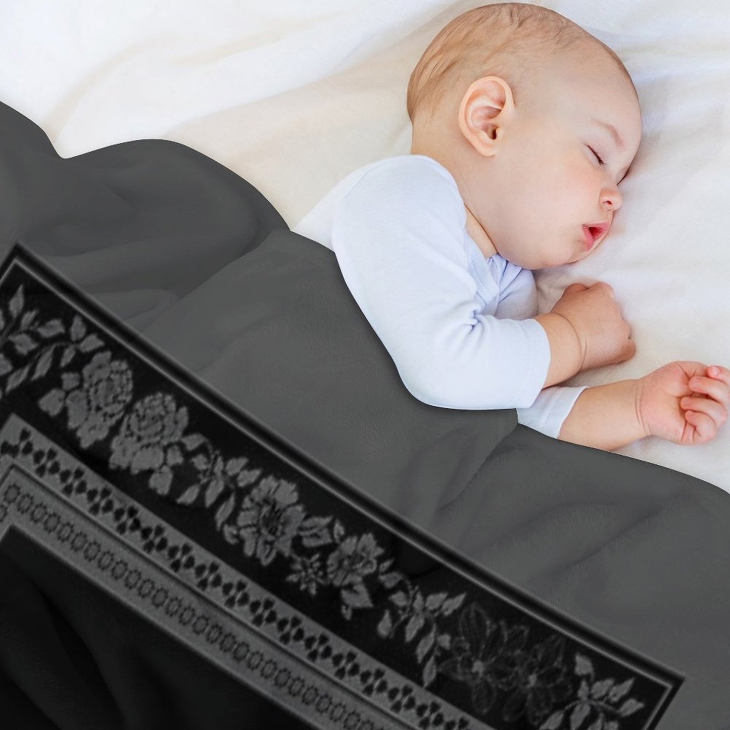 Love Garden Black & Grey Quick-dry Throw Blanket