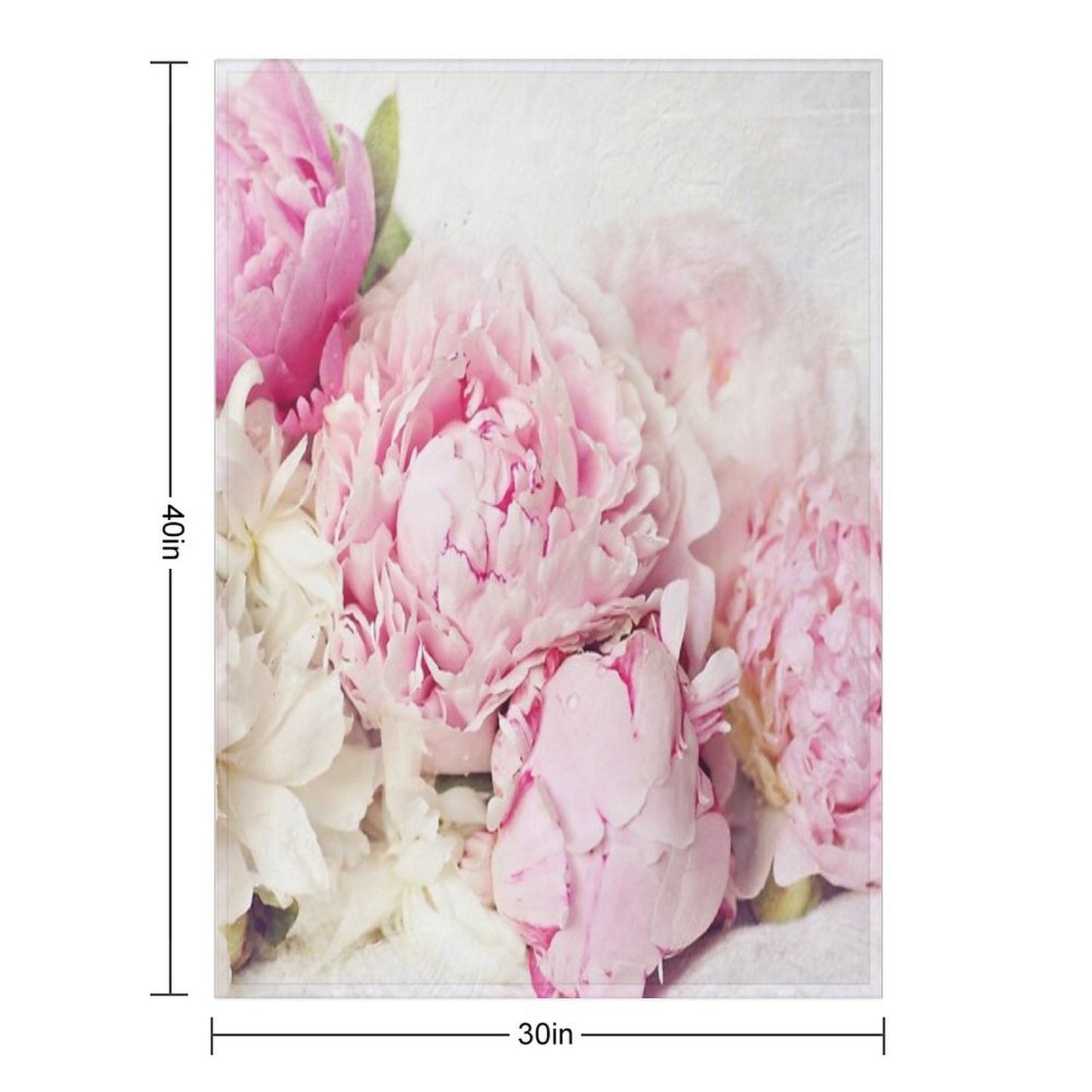 Peonies on White Shrink-resistant Throw Blanket