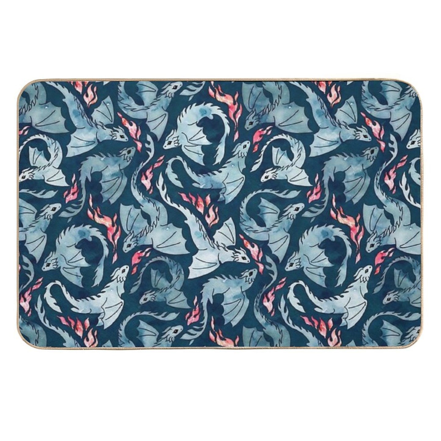 Dragon Fire Dark Blue Anti-Trip Bath Mat