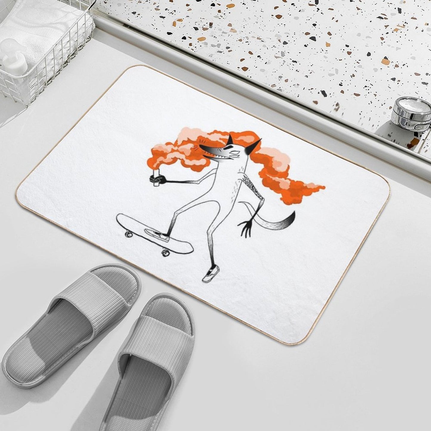 Fox Skateboarder Dirt-Trapping Bath Mat