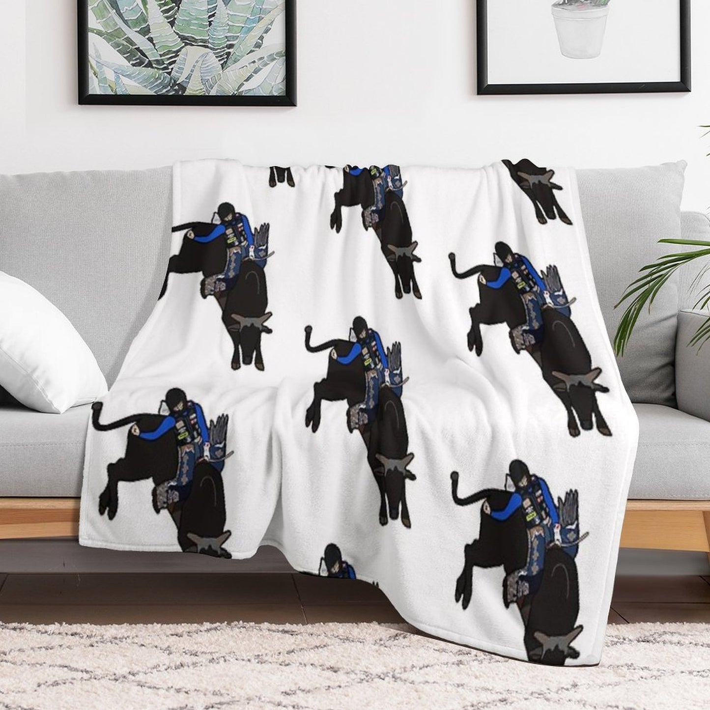 Bull Rider Stetson Wright Easy Care Throw Blanket