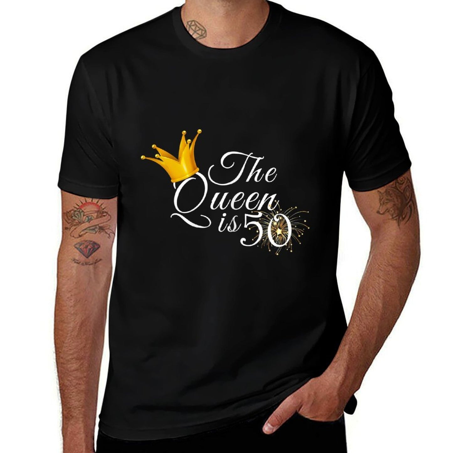 Womens 50th Birthday Gifts Ideas For Her The Queen Is 50 Fabulous Oversized Silhouette T-Shirt