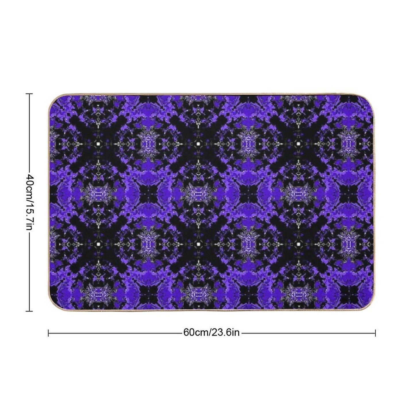 Purple And Black Repeating Liquid Tile Dirt-Trapping Bath Mat