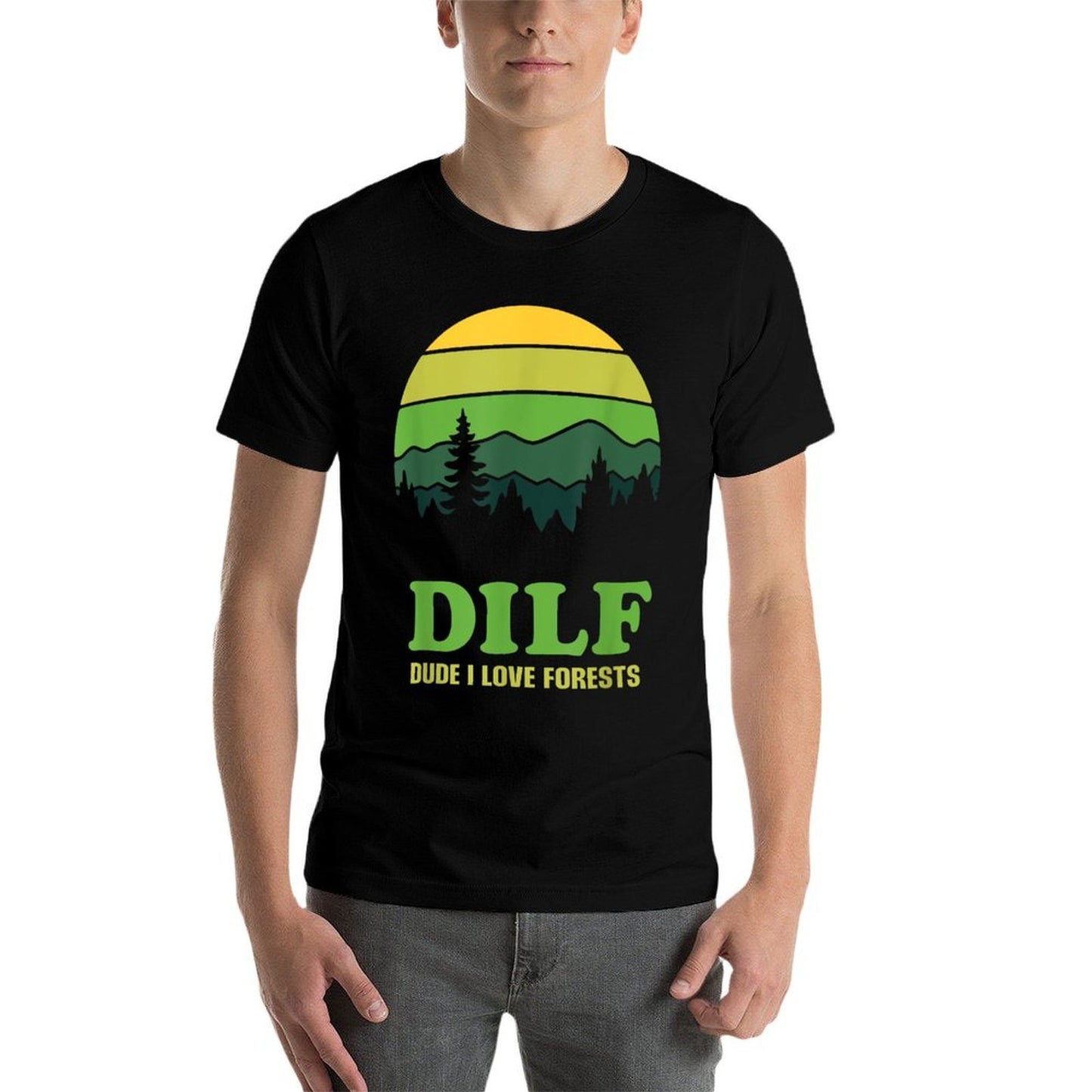 DILF Dude I Love Forests - Funny Nature Hiking Tree Camp Fan Polyester Blend T-Shirt