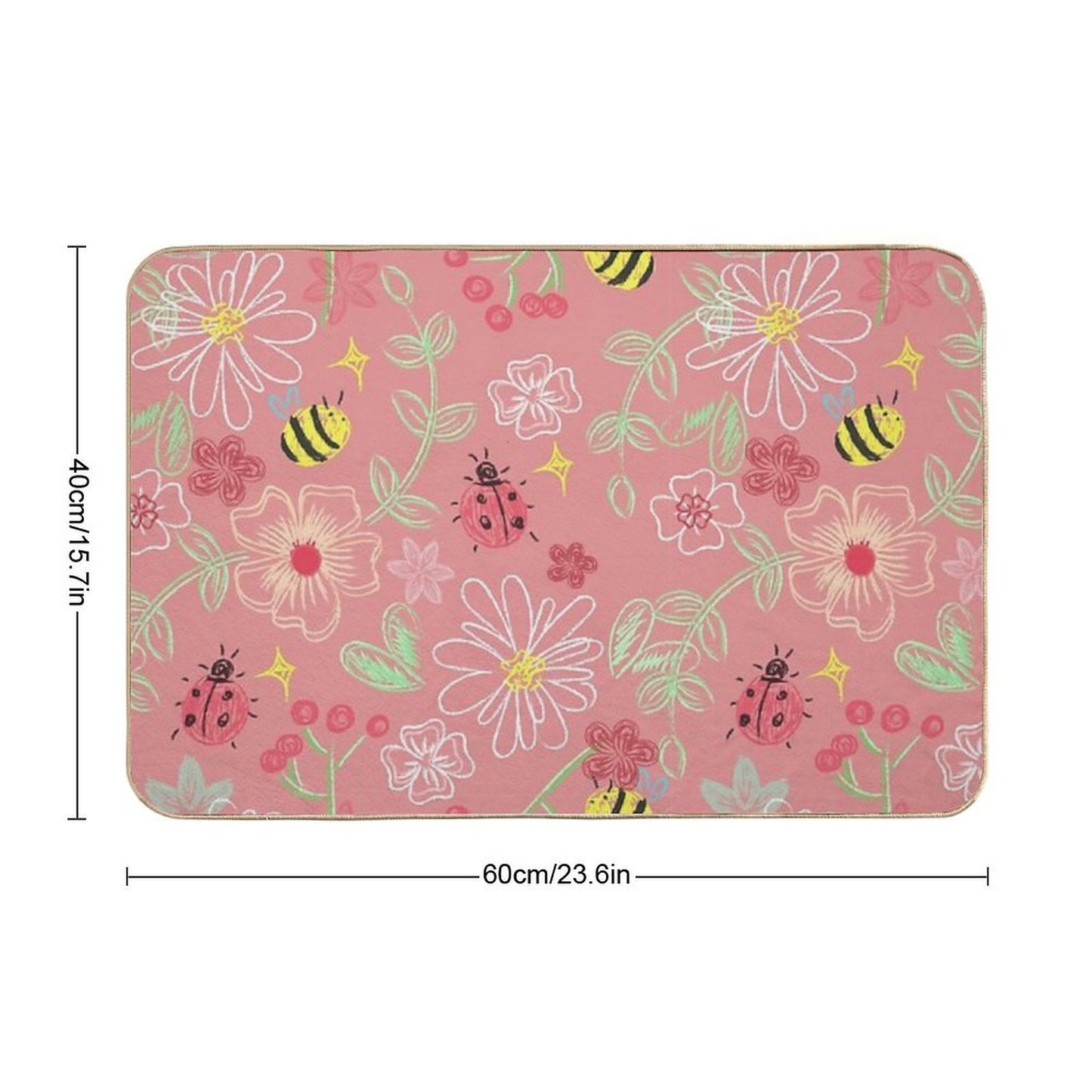 Cute Pattern on Pink Long-Lasting Bath Mat