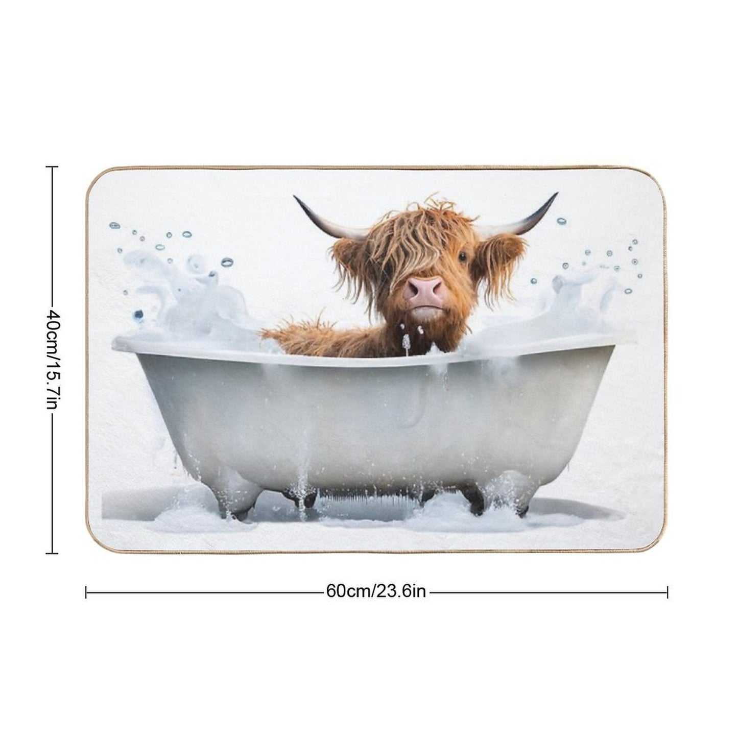 Baby Highland Cow Taking A Bath, Cute Animal Art Eco-Friendly Bath Mat