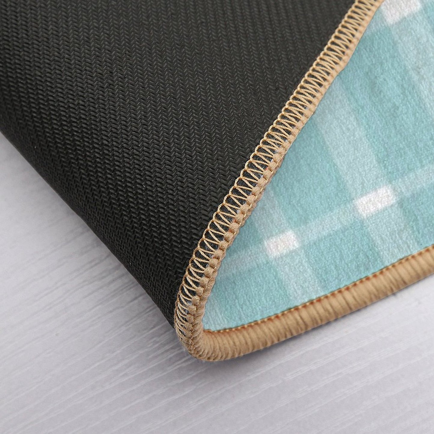 Blue Gingham Stain-Proof Bath Mat