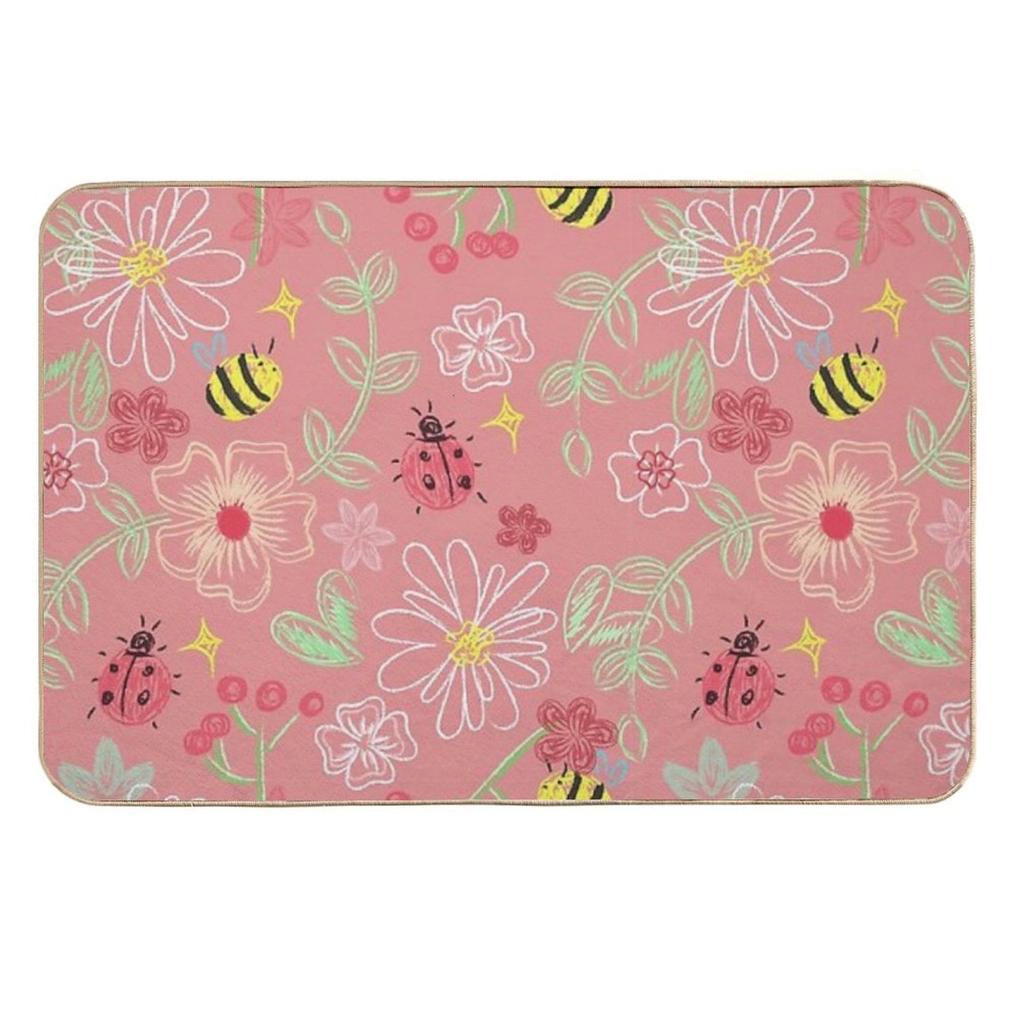 Cute Pattern on Pink Long-Lasting Bath Mat