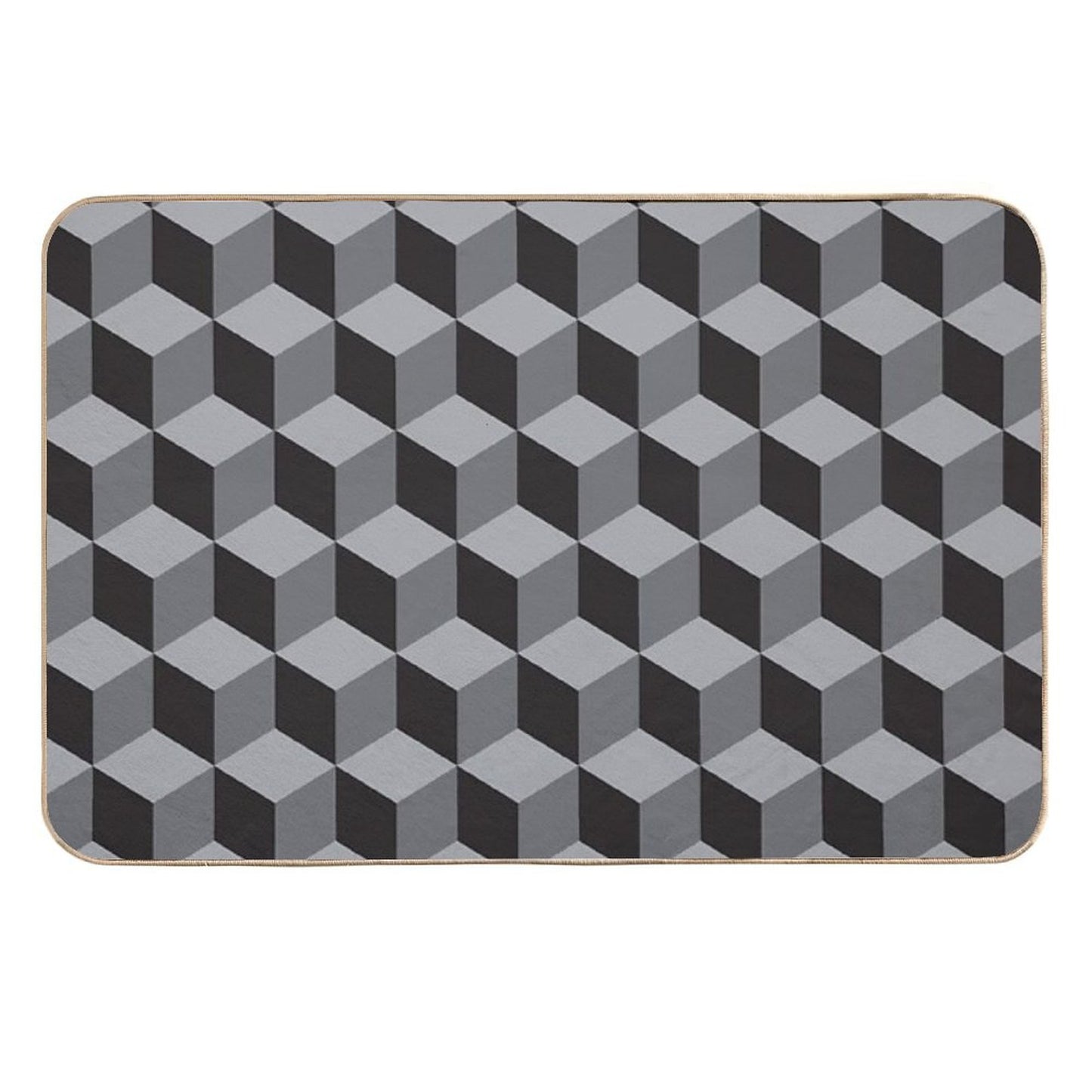 Geometric B.w_05.cubes Multi-Purpose Bath Mat