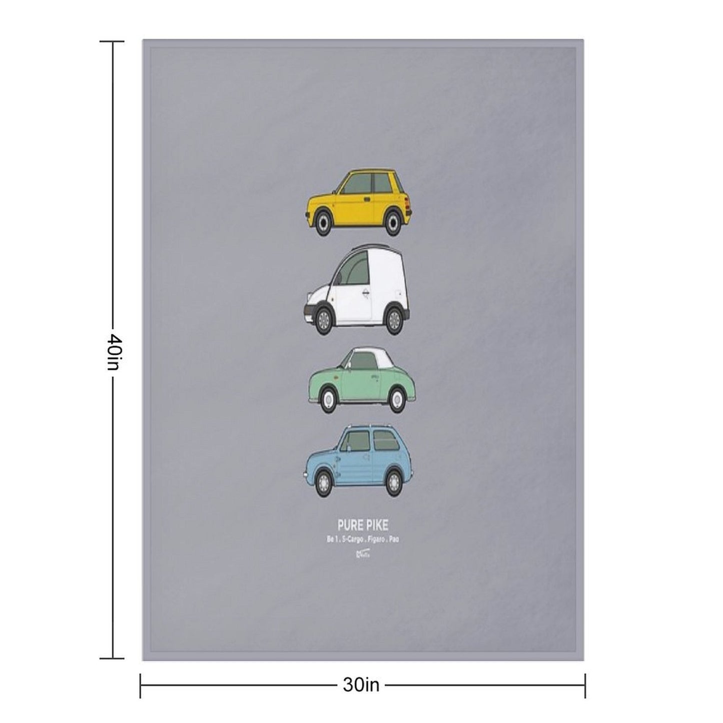 Pike Factory Classic Car Collection Compact Throw Blanket