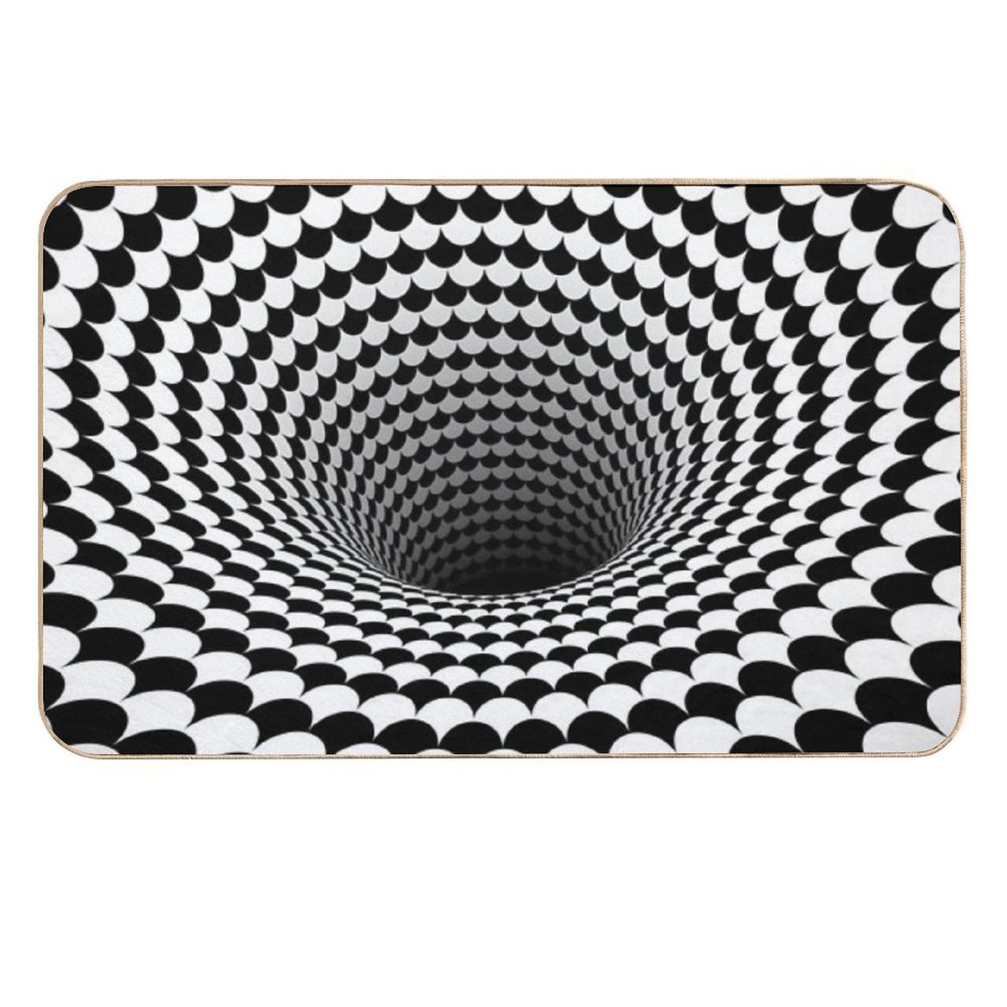 Optical Illusion Black And White Scales Houndstooth Black Hole Vortex Stain-Proof Bath Mat