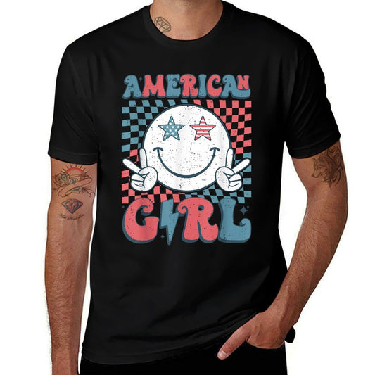 Retro Groovy 4th of July Girlsns Women American Girls  Classic T-Shirt
