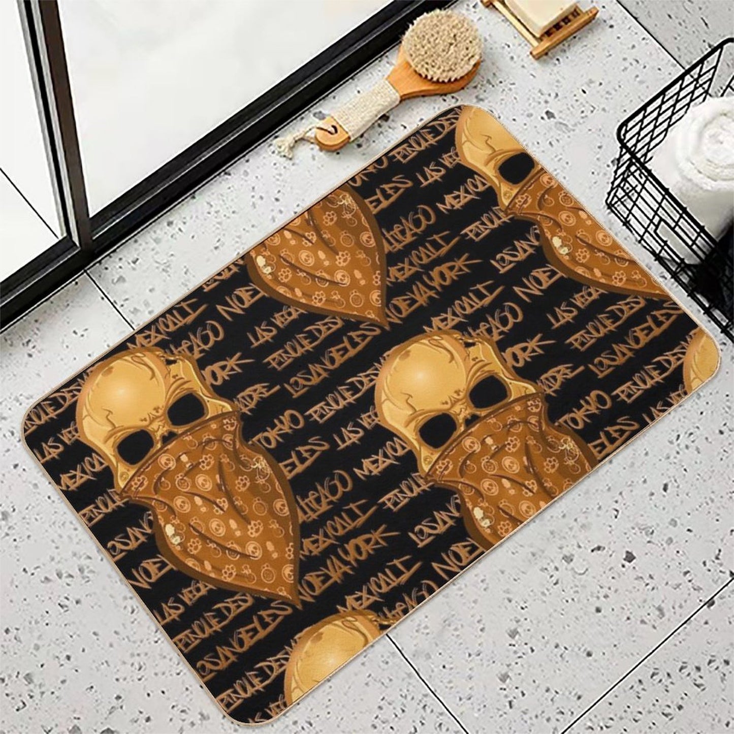 Urban Skull Pet-Safe Bath Mat