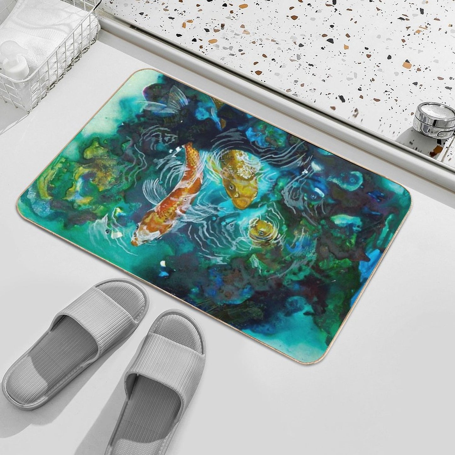 Koi Pond Fade-Resistant Bath Mat