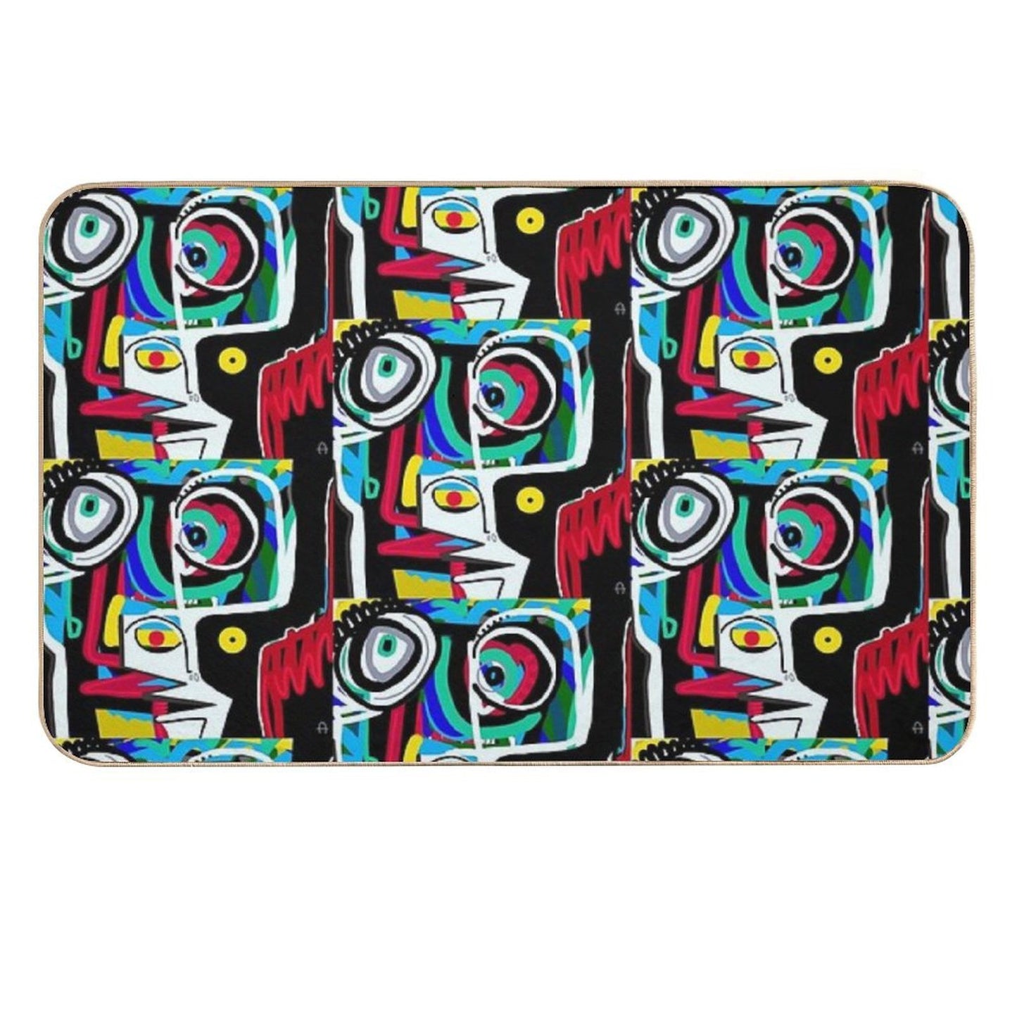 Face Expressionism, Art Brut Odorless Bath Mat