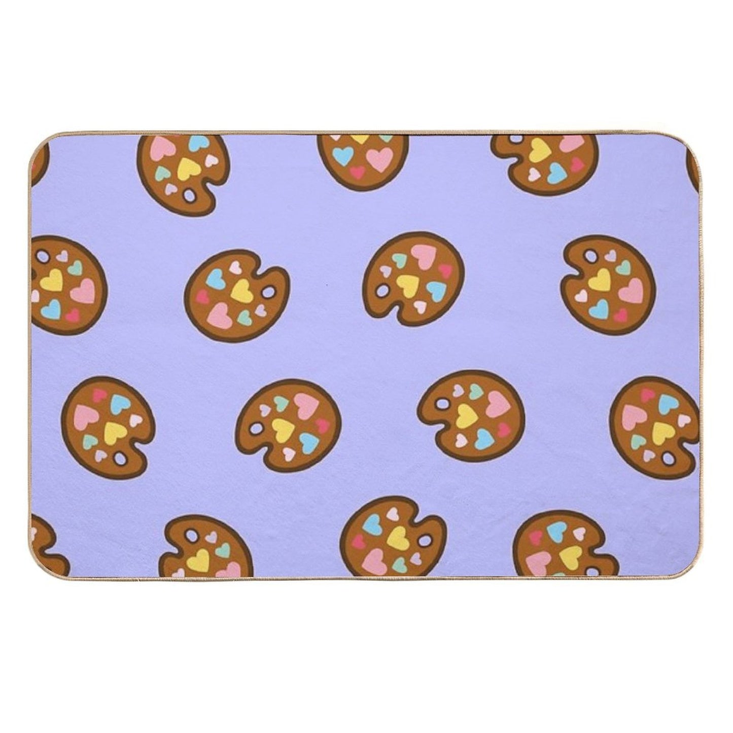 Heart Paint Palette Pattern on Lilac Toxin-Free Bath Mat