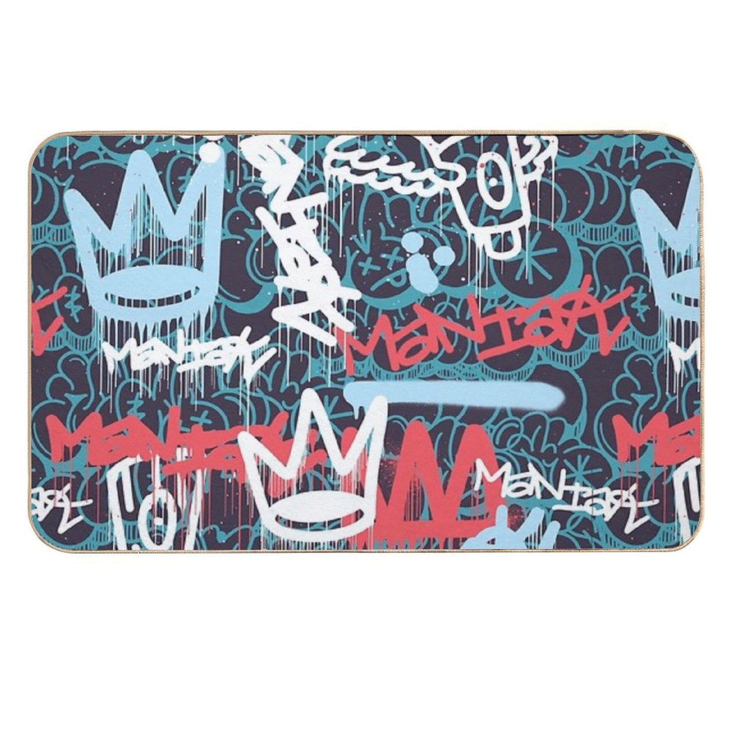 Maniak Tag & Throwie Patterned Print Odorless Bath Mat